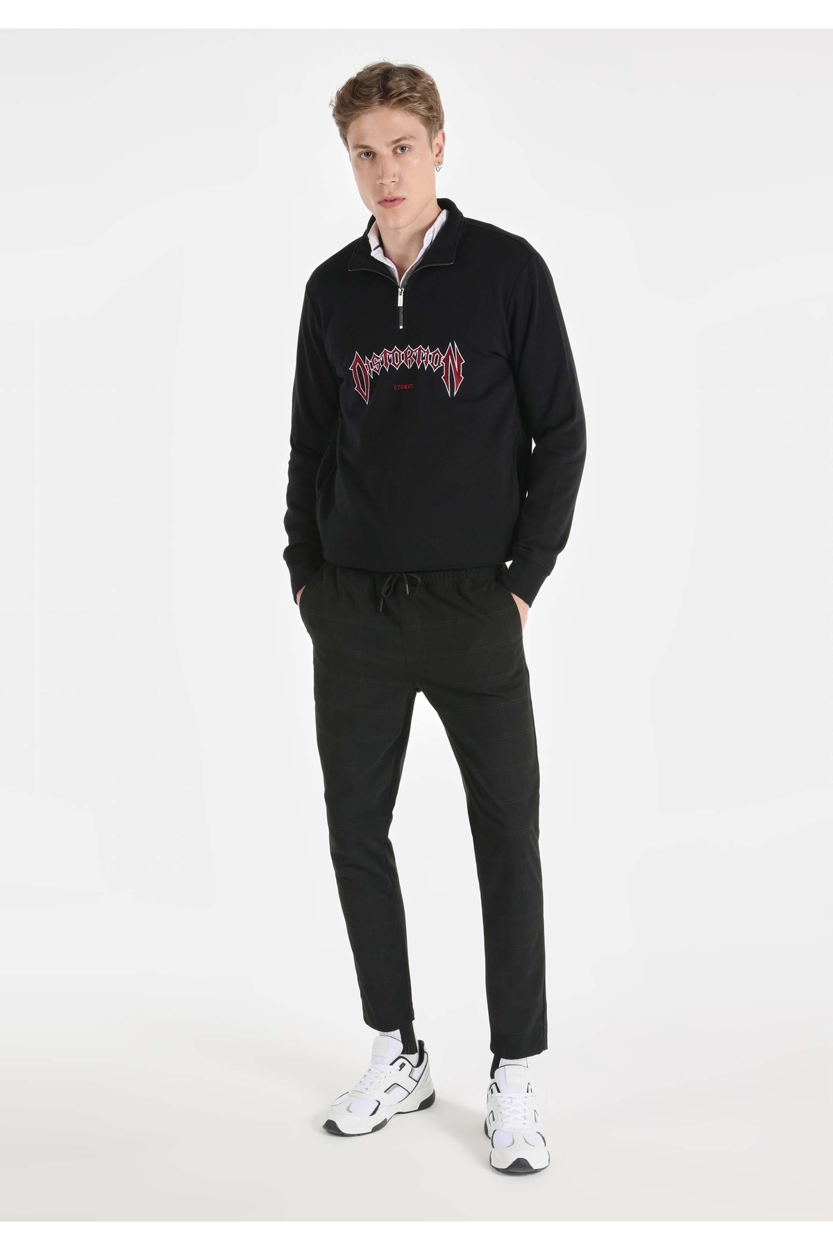 کالینز شلوار مشکی مردانه اسلیم فیت، کمر متوسط، ساق راست