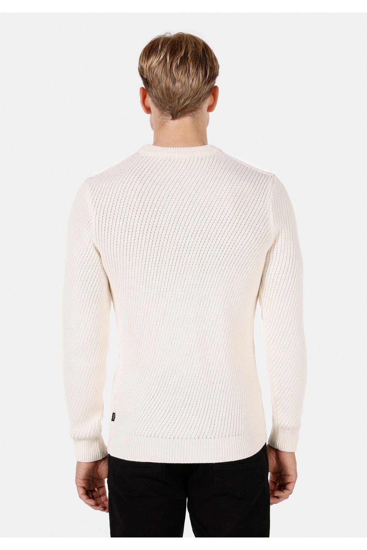 Colin's-Regular Fit Round Neck Men's Ecru Sweater 2
