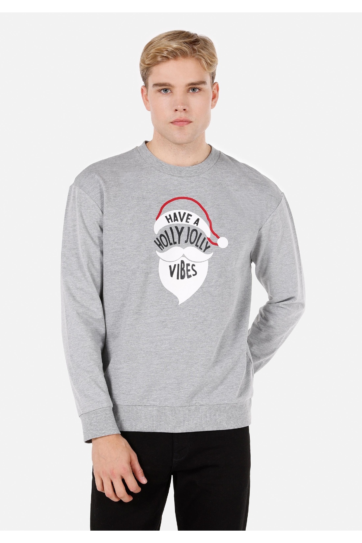 کالینز سویشرت خاکستری مردانه کامفورت فیت