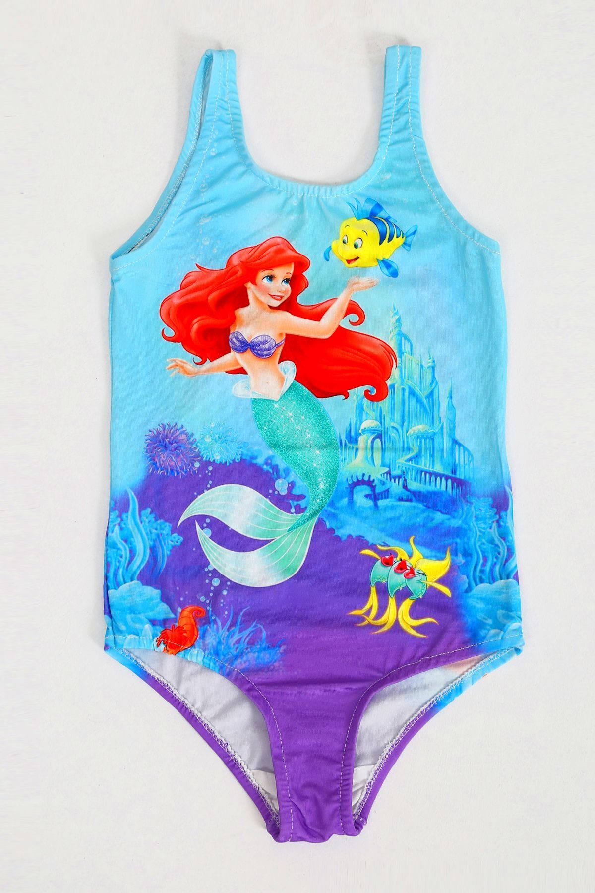 FırsatYeri Mavi Deniz Kızı Baskılı Çocuk Mayo Bikini Esnek Hızlı Kuruyan Mayokini Deniz Havuz Plaj Mayosu fotoğrafı 3 (önizleme)