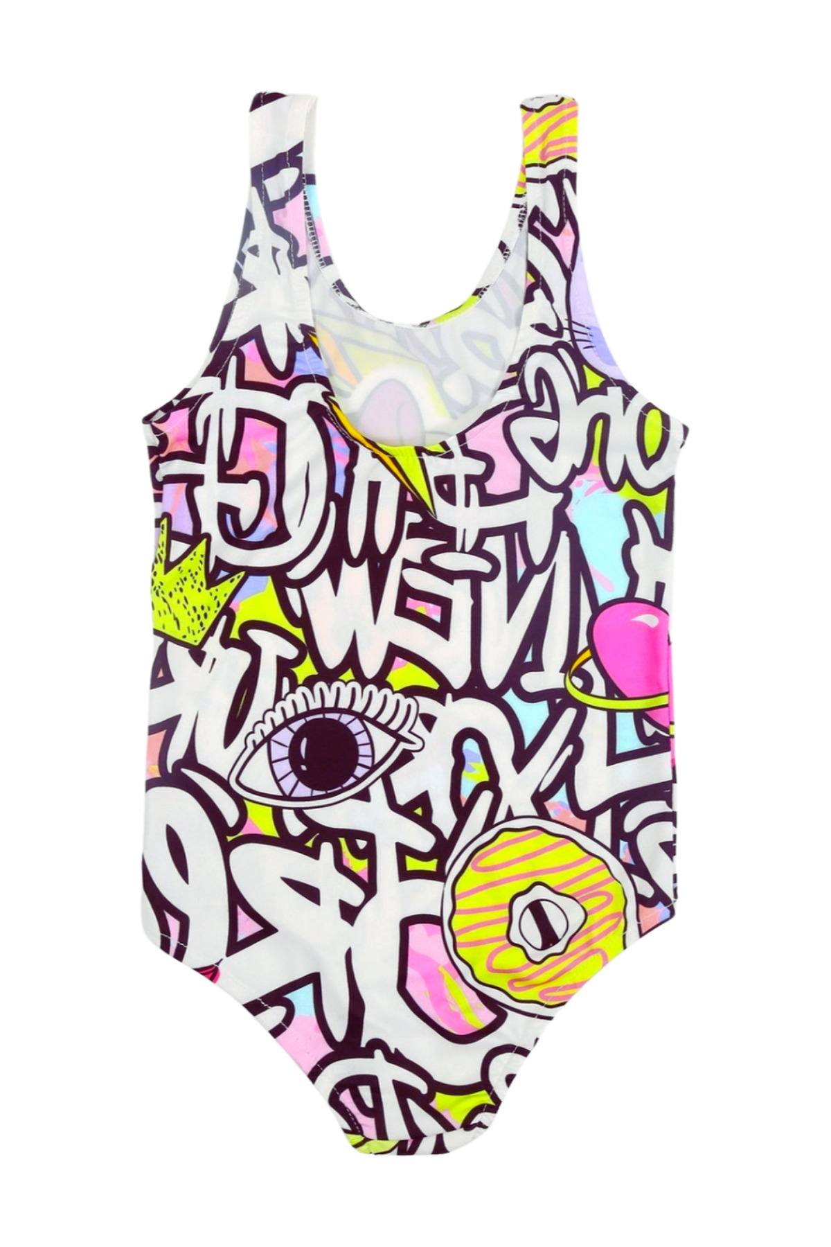 Papiş Kız Çocuk Mayo Minnie Mouse Graffiti Desenli Rahat Hızlı Kuruyan Mayo Deniz Havuz Plaj Mayosu fotoğrafı 2 (önizleme)