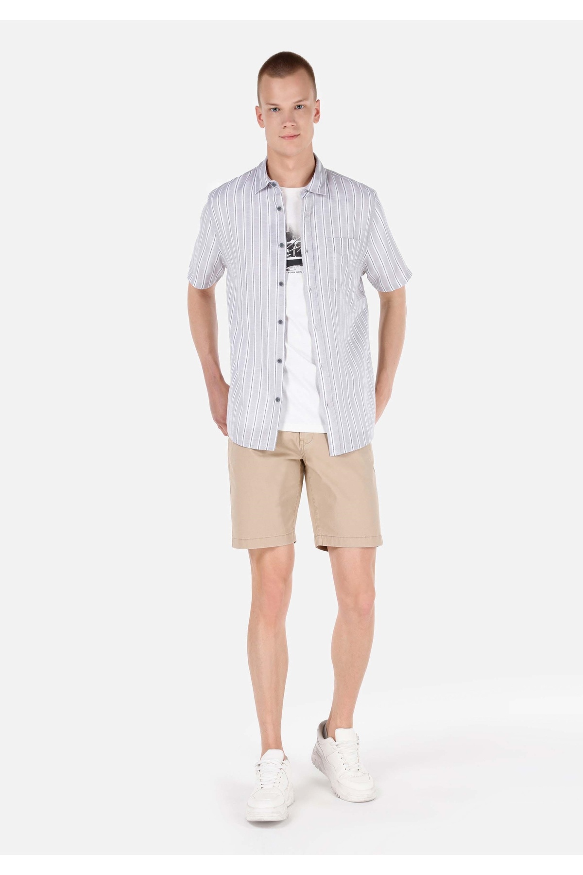Colin's-Regular Fit Medium Waist Lace-Up Brown Men's Shorts 3
