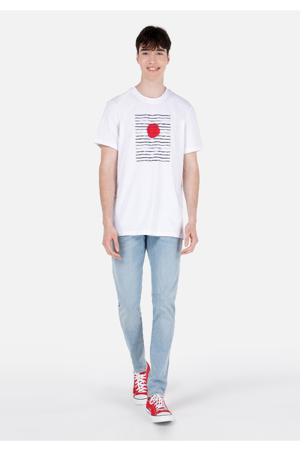 کالینز شلوار مردانه آبی رنگ دنی اسلیم فیت، کمر کوتاه و راسته، کد 041