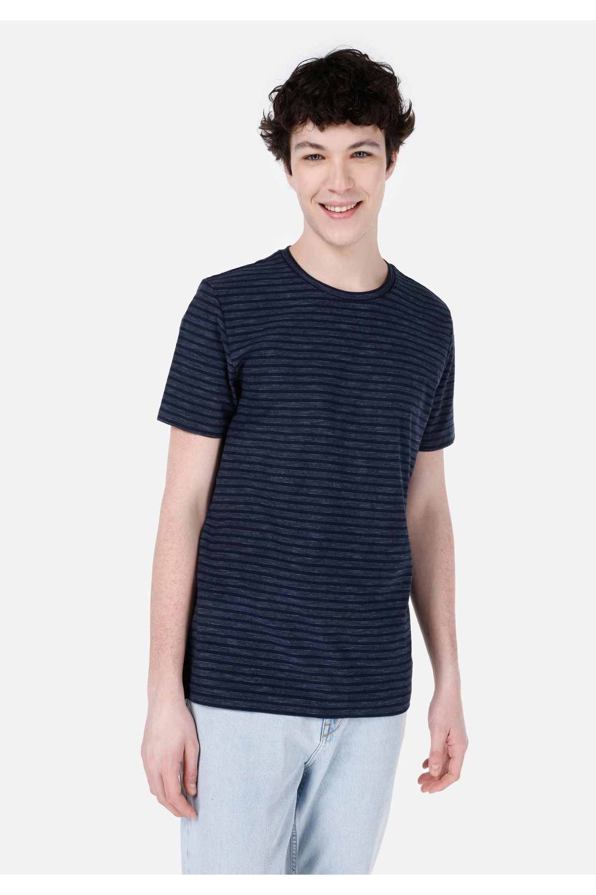 کالینز تی‌شرت آستین کوتاه سرمه‌ای مردانه یقه گرد راه راه معمولی