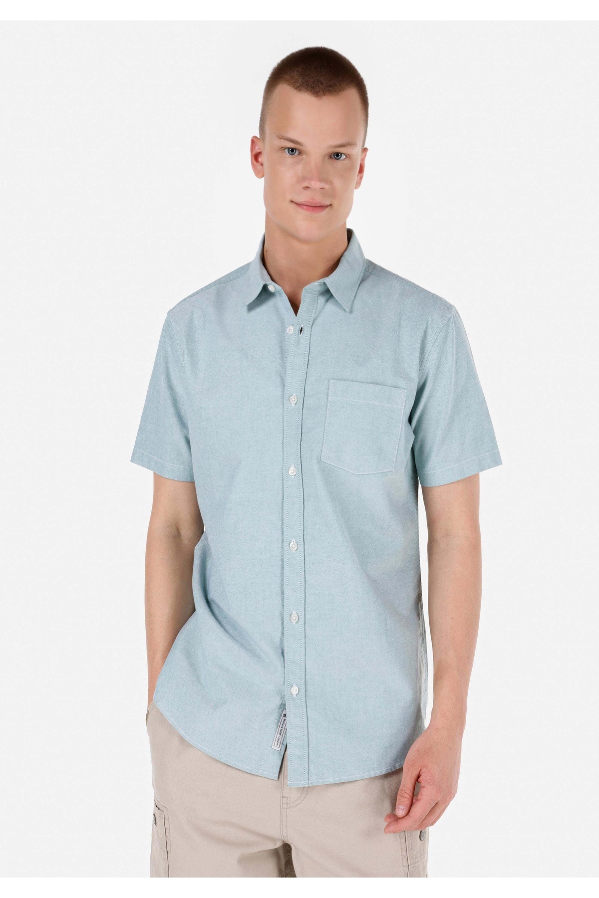 کالینز پیراهن مردانه سبز آستین کوتاه