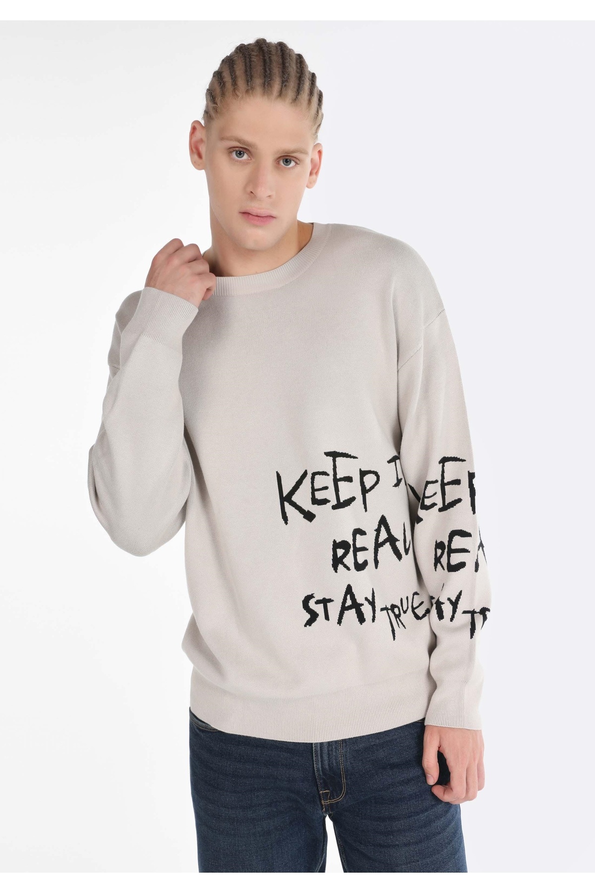 کالینز ژاکت مردانه طرح‌دار یقه گرد معمولی سایز فیت طرح سنگ