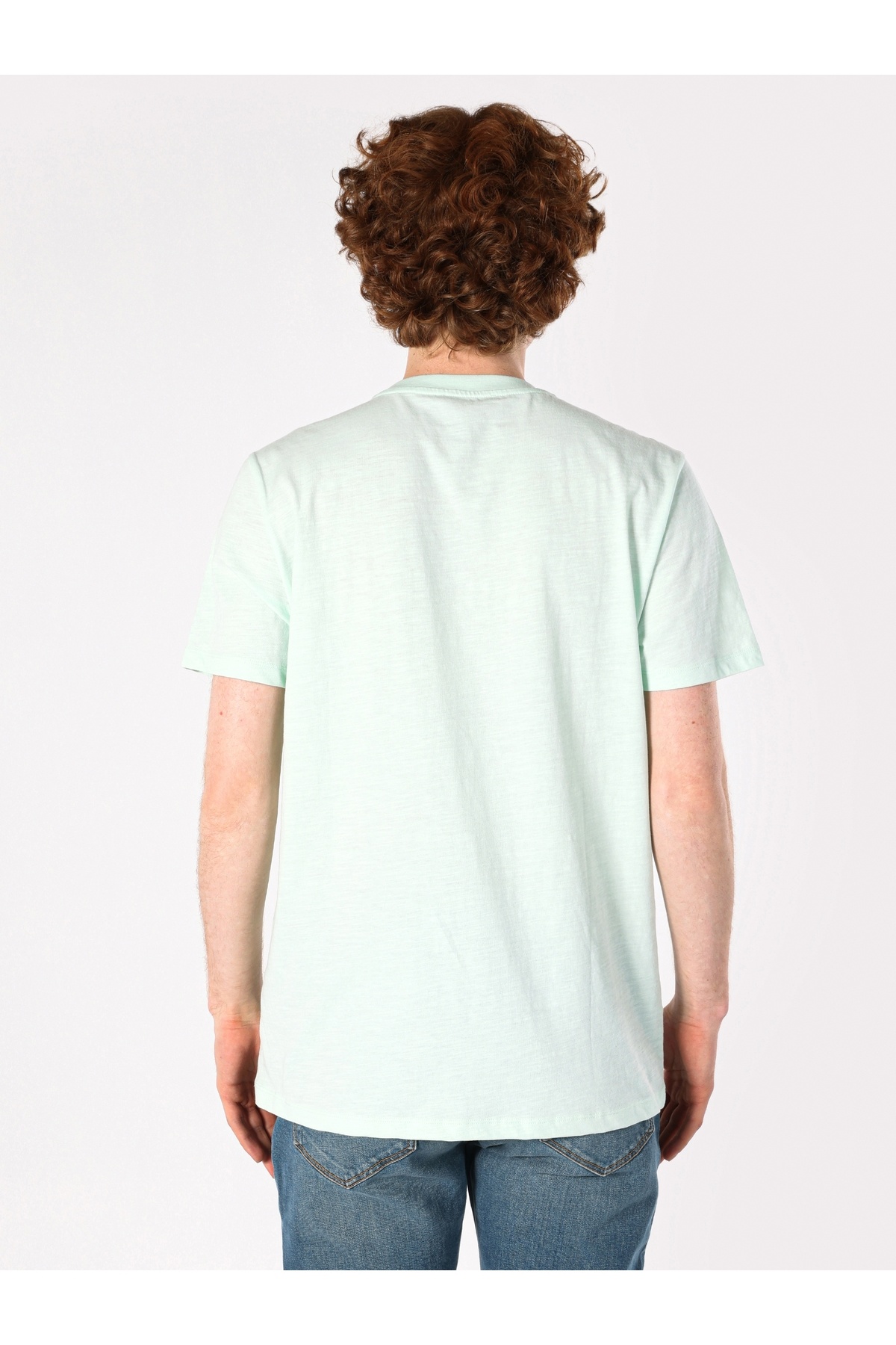 Colin's-Tricou verde cu mânecă scurtă pentru bărbați, cu gât rotund, cu croială normală 2