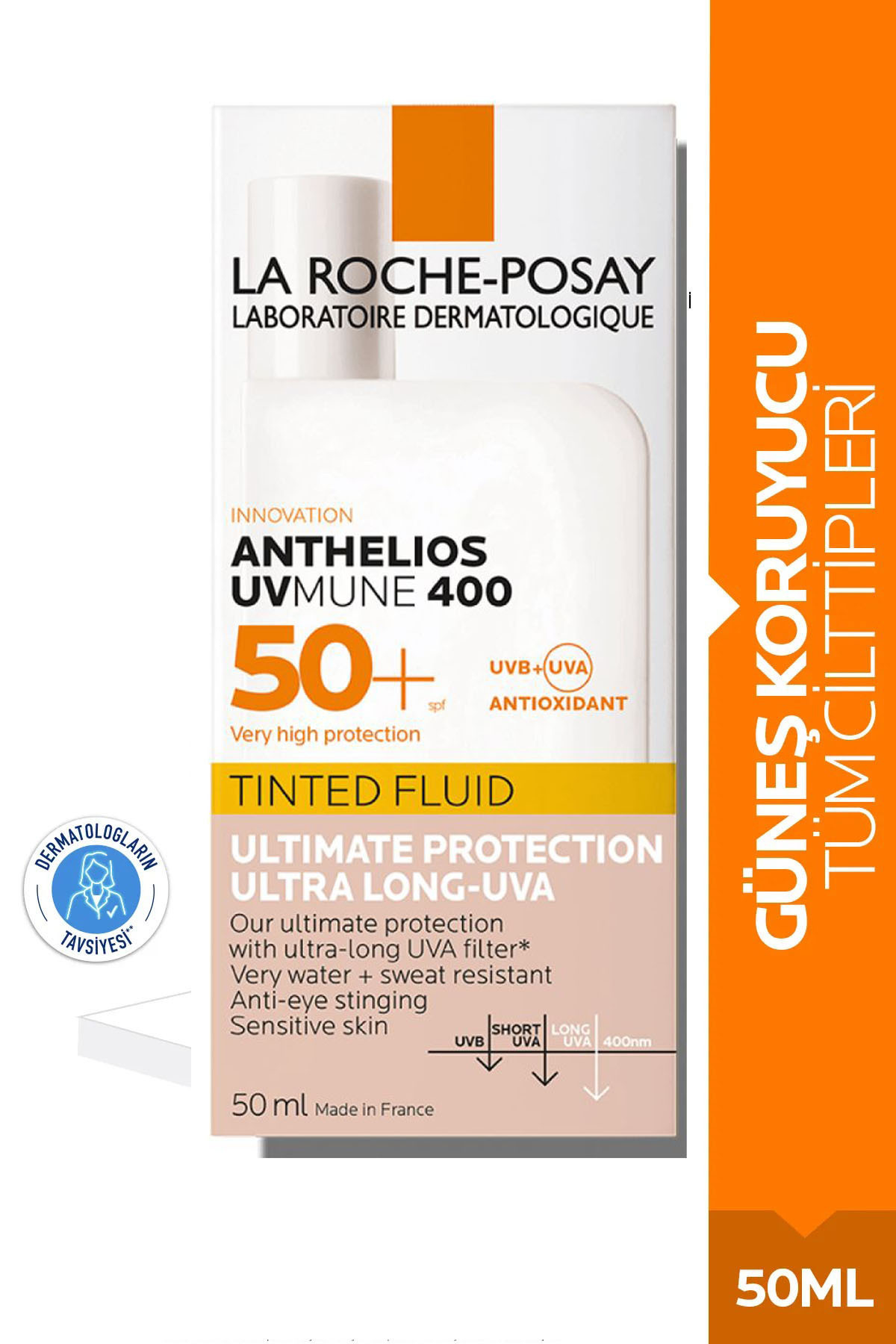 La Roche Posay Anthelios Uvmune 400 - واقي شمسي سائل غير مرئي بعامل حماية من الشمس 50+، 50 مل - جميع أنواع البشرة