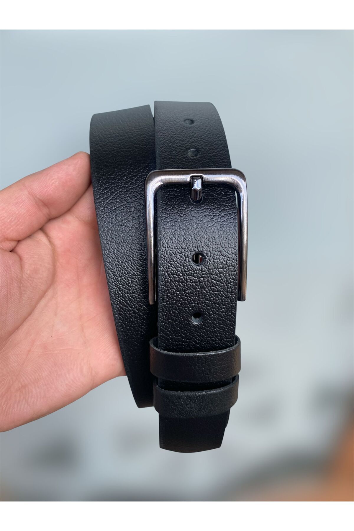 Gesa  Erkek %100 Hakiki deri ince spor kesim siyah kemer 3.5 cm - Görsel 4