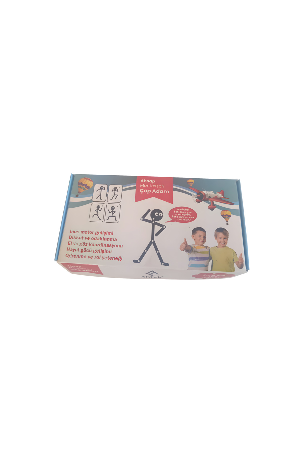 Ahtek-مجموعة ألعاب الذكاء الخشبية 7 قطع 9 أحجار + داما + كرة القفز + لعبة القفز + العكسي + رجل القمامة 2
