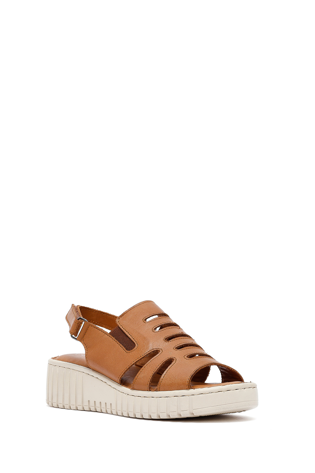 Derimod-Women's Tan Thick Soled Leather Comfort Sandals 25Sfd410618 6