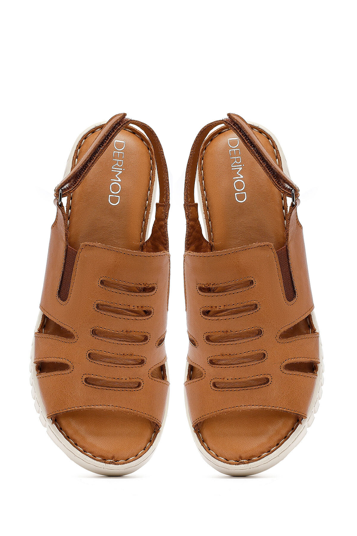 Derimod-Women's Tan Thick Soled Leather Comfort Sandals 25Sfd410618 7