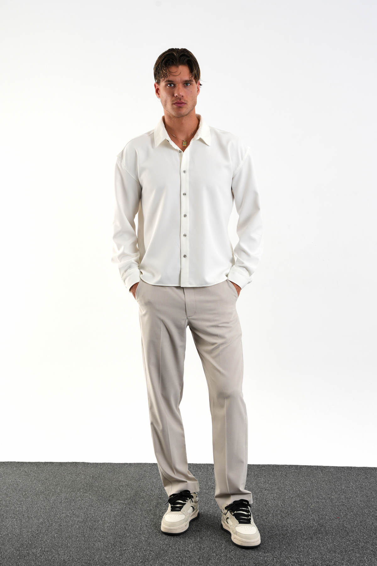 Redline  Base Oversize Yumuşak Teri Emen Kolay Ütü Nefes Alan Erkek Gömlek - Görsel 4