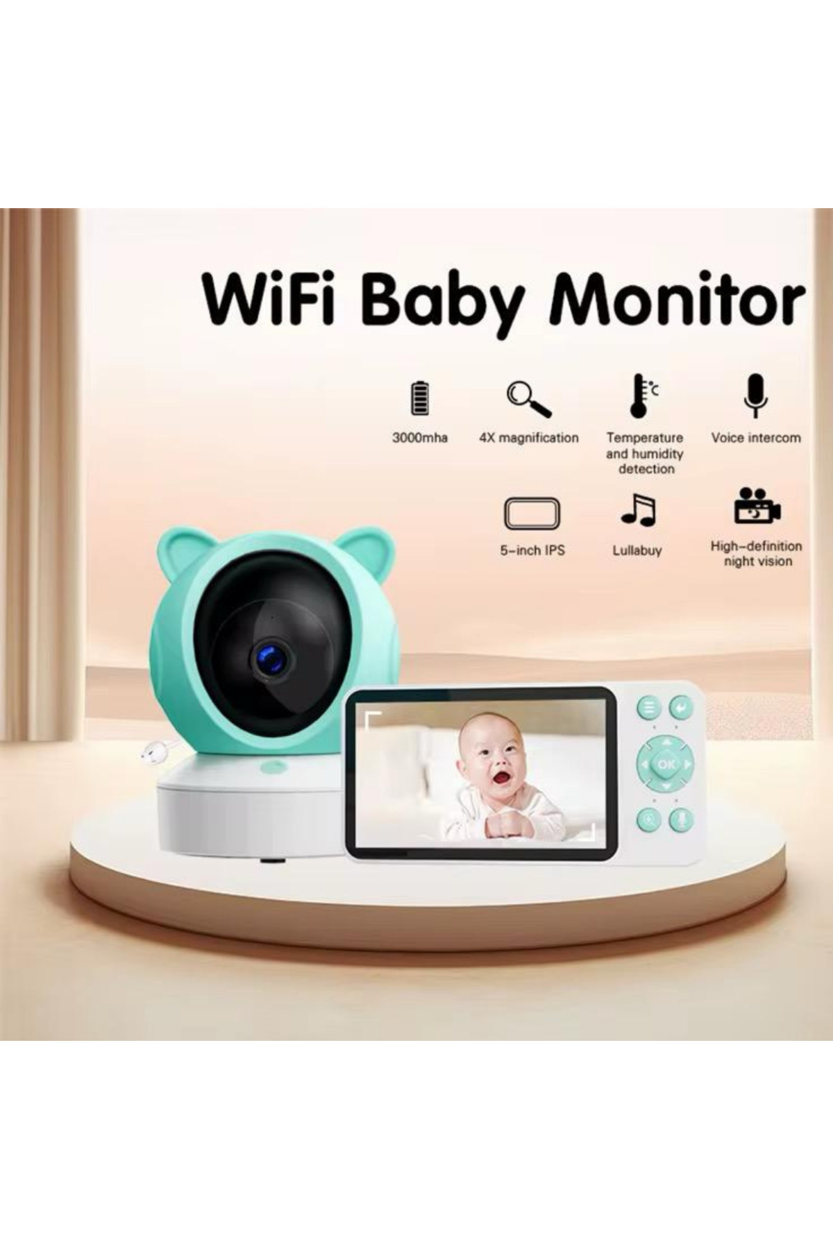 CROW'S TECH LCD Ekranlı Gece Görüşlü Bebek İzleme Kamerası Uzaktan Mobil Kontrol Kayıt Özelliği+Telsiz Konuşma fotoğrafı 3 (önizleme)