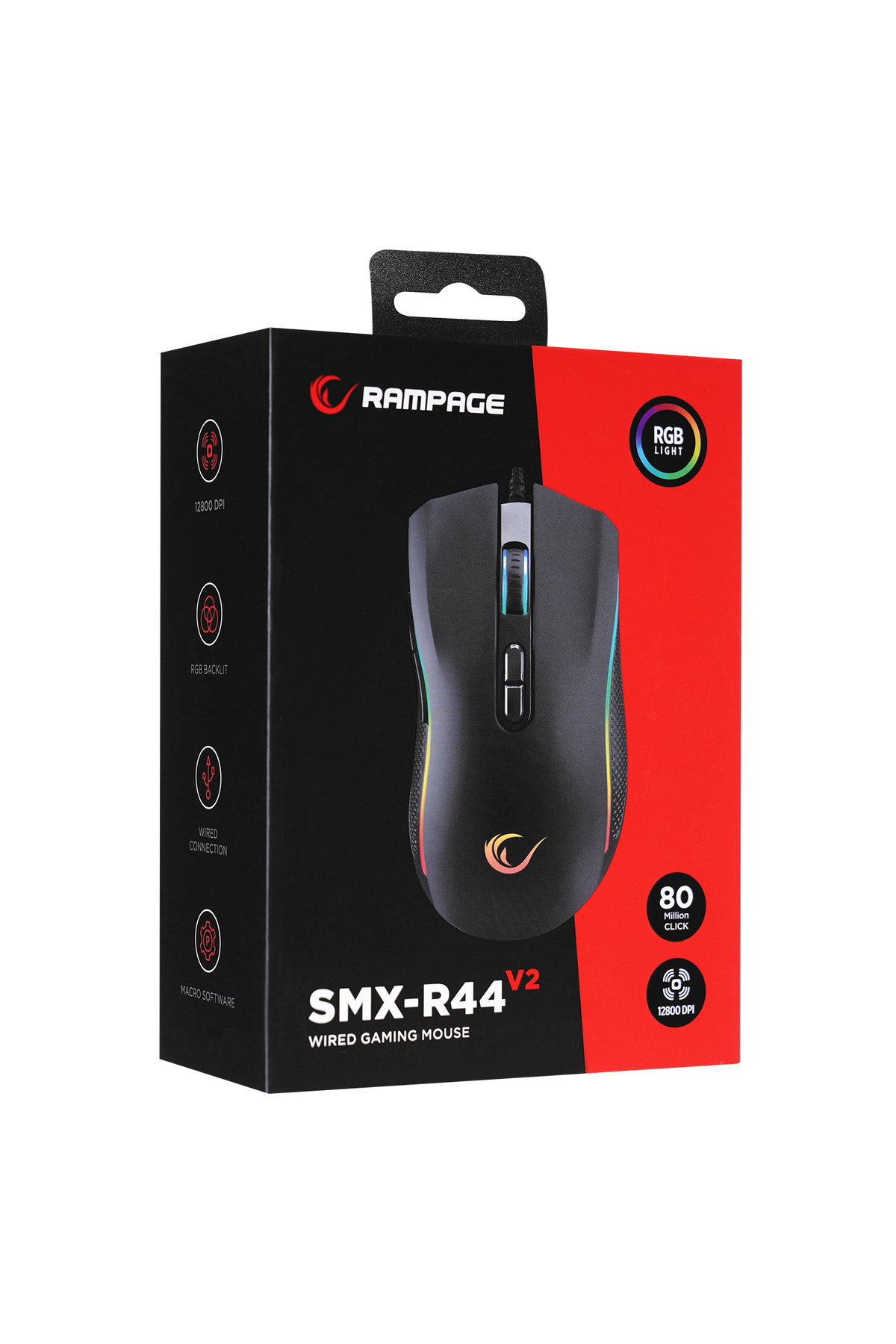 Rampage-SMX-R44 Gaming Mouse, RGB Lighting, 6400 DPI, 7 Programmable Buttons, Black 2