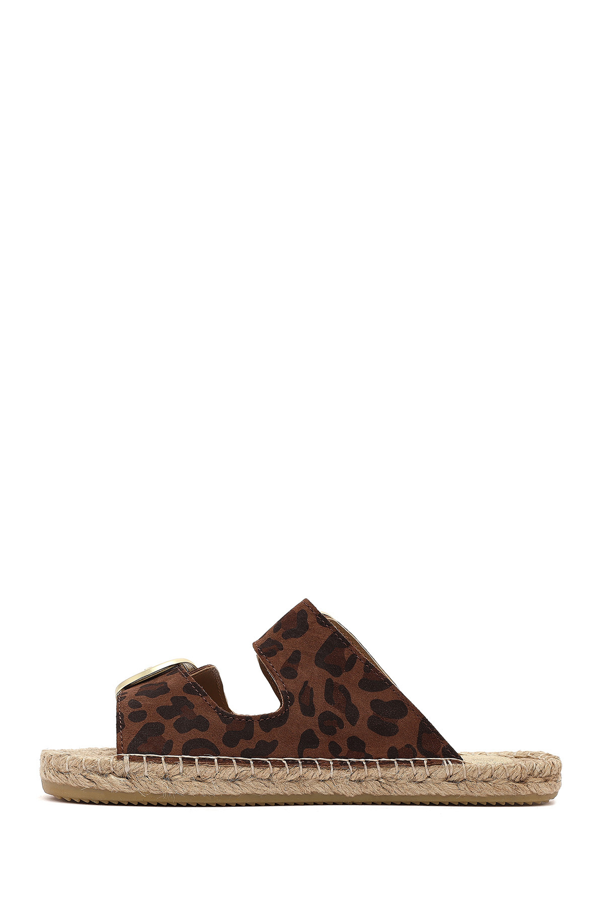 Derimod-Papuci espadrille din piele de căprioară cu cataramă leopard pentru femei 25SFD 205010 2