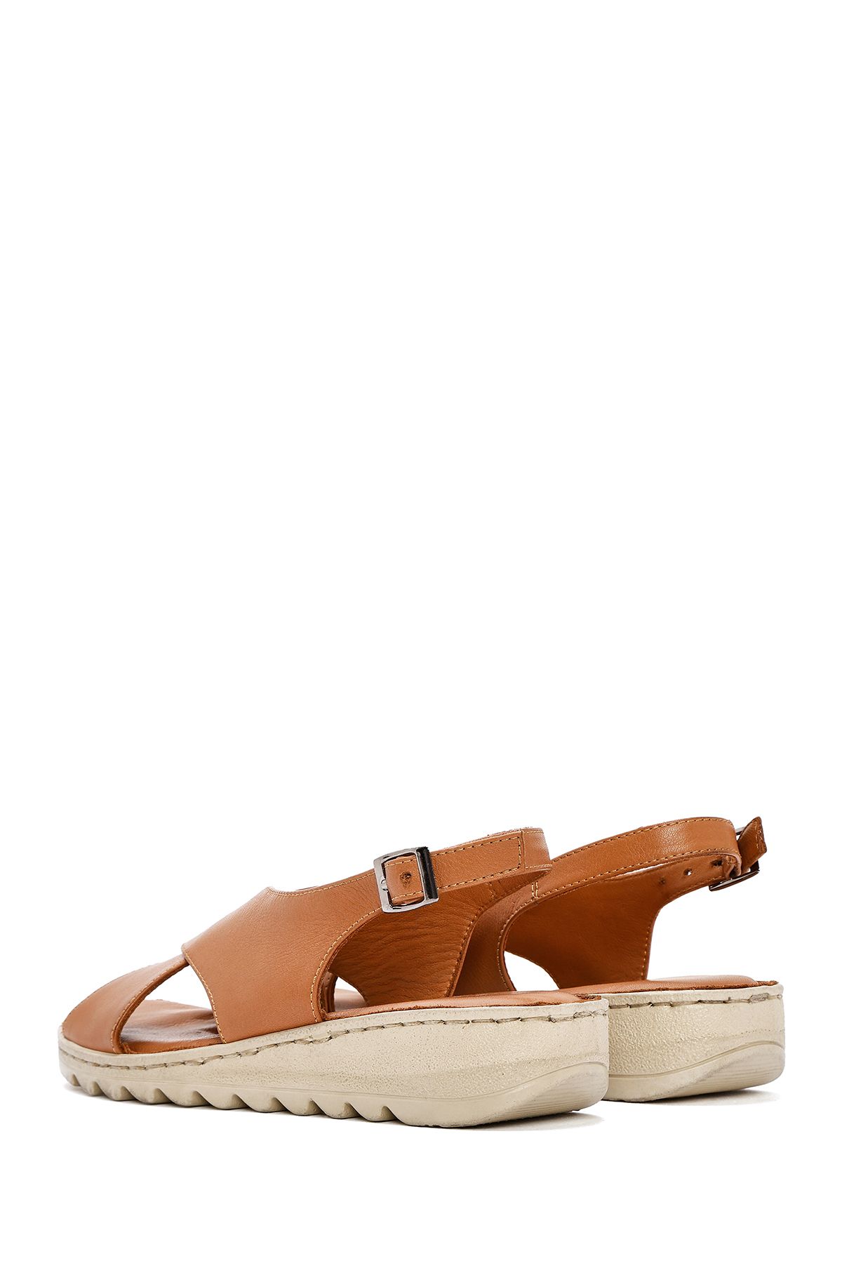 Derimod-Women's Tan Back Tie Leather Comfort Sandals 25Sfd410318 5