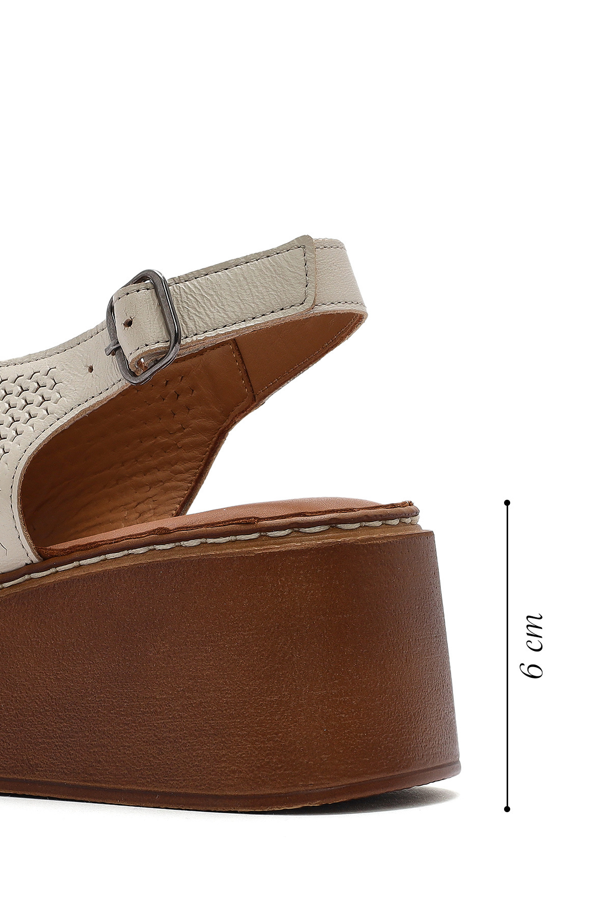Derimod-Women's Beige Buckle High Thick Heeled Shoes Platform Patent Leather Sandals 25Sfd120416 2