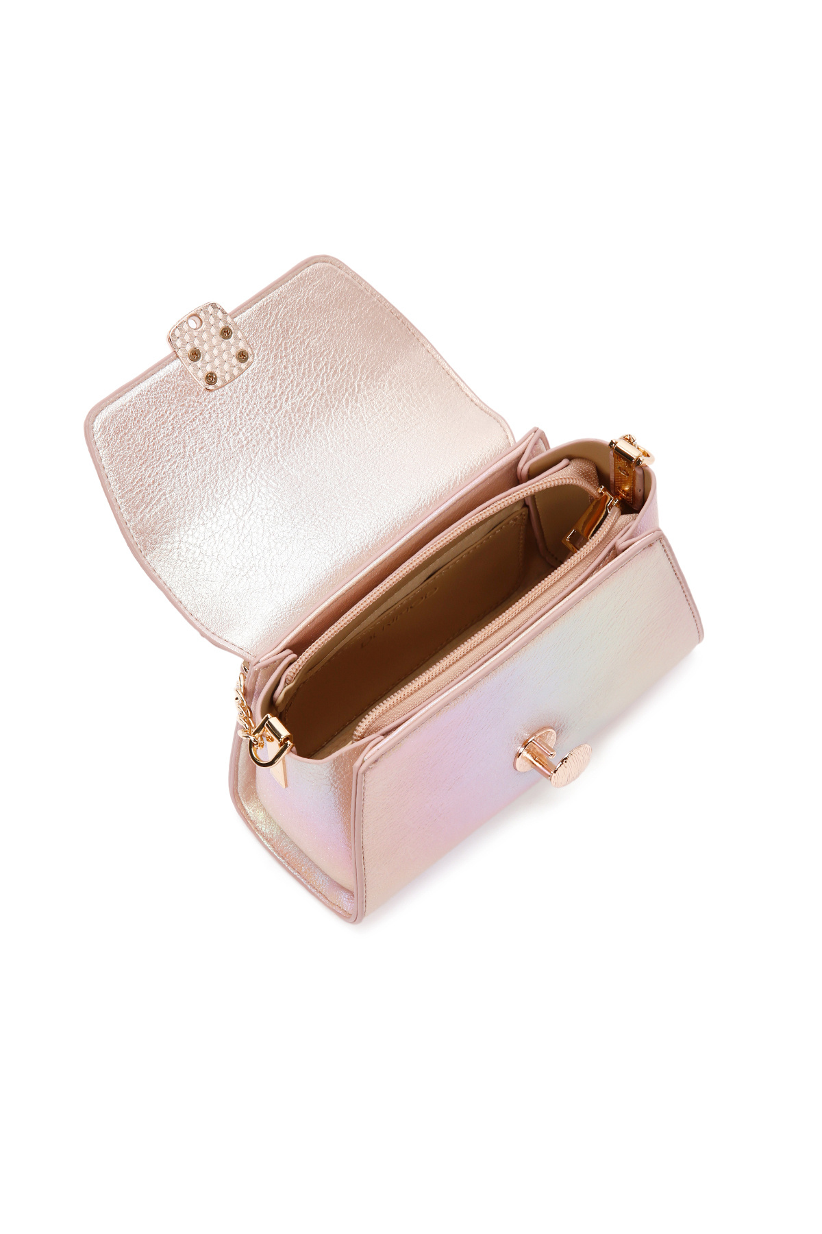 Derimod-Women's Pink Metallic Patent Leather Mini Crossbody Bag 25Sbd 280123 7
