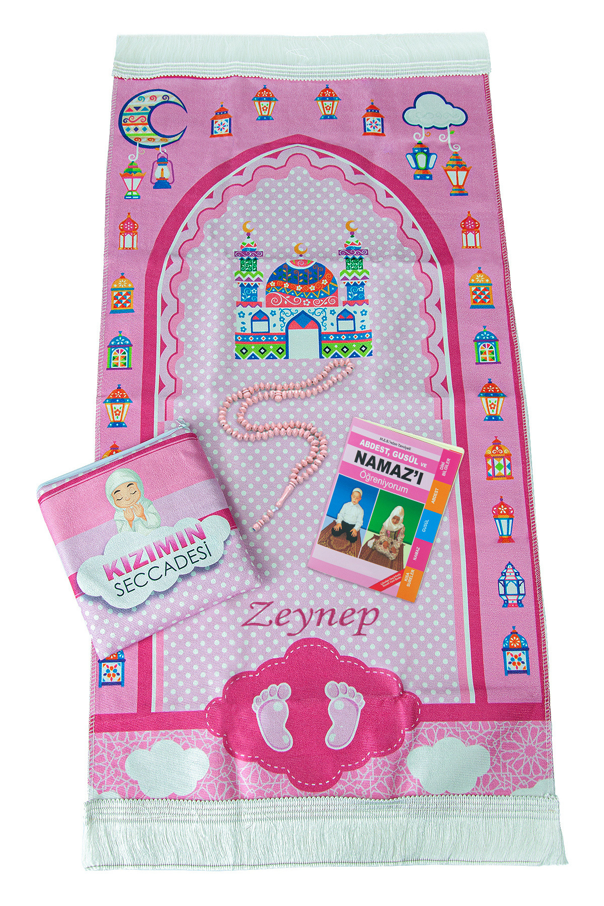 ihvan online Çantalı Kız Çocuk Namaz Elbisesi, İsimli Seccade, Tesbih ve Namaz Öğreniyorum Kitabı Seti fotoğrafı 2 (önizleme)