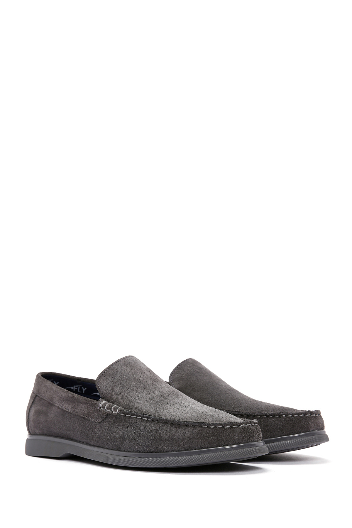 Derimod-Fly pentru bărbați, gri, piele de căprioară, din piele naturală, pantofi Penny Loafer, pantofi casual de zi cu zi 25sfd631010 3