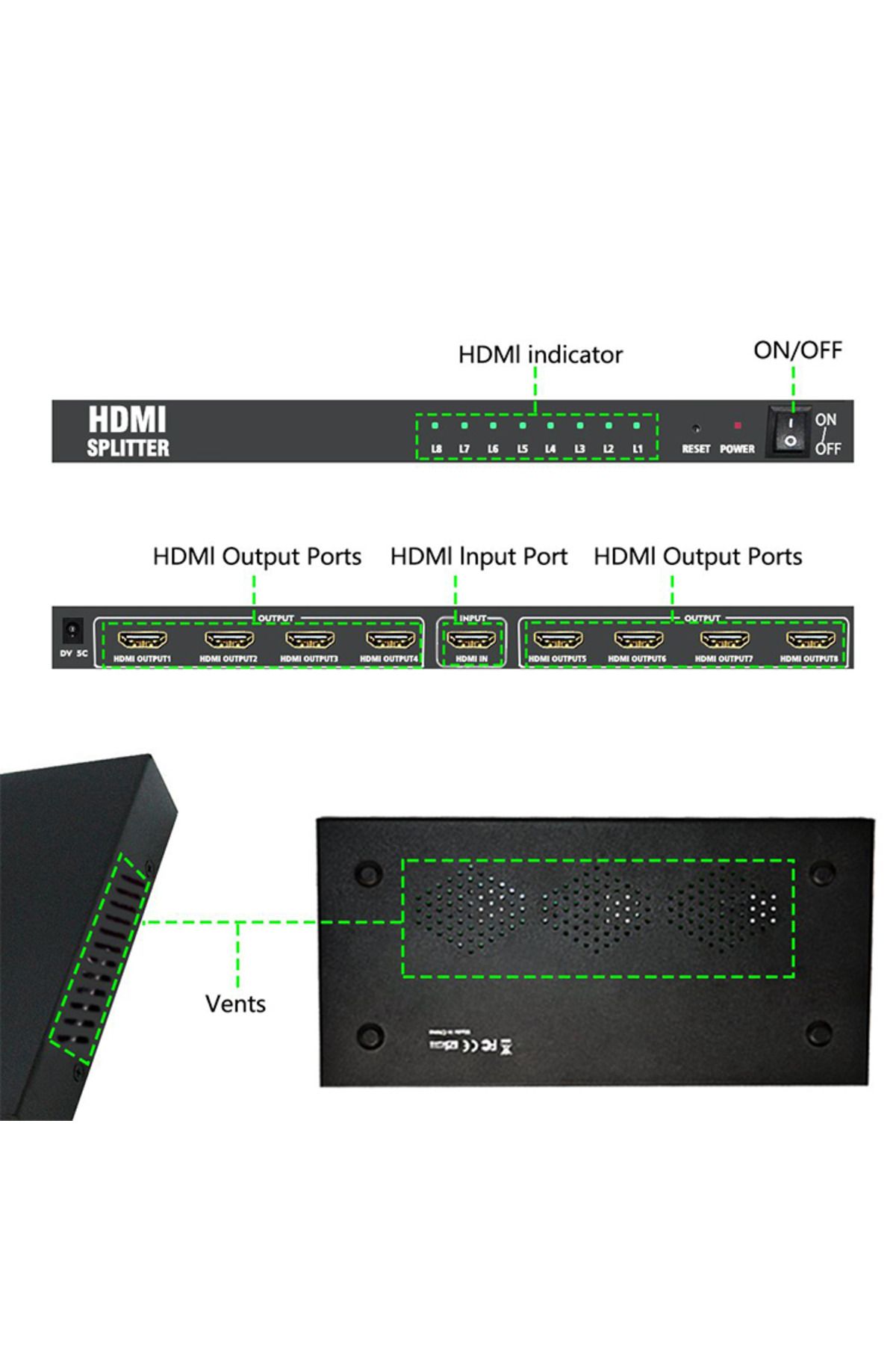 HOPE R-HDMI splitter, 1x input, 8x outputs, 4K x 2K resolution, Hope R 3
