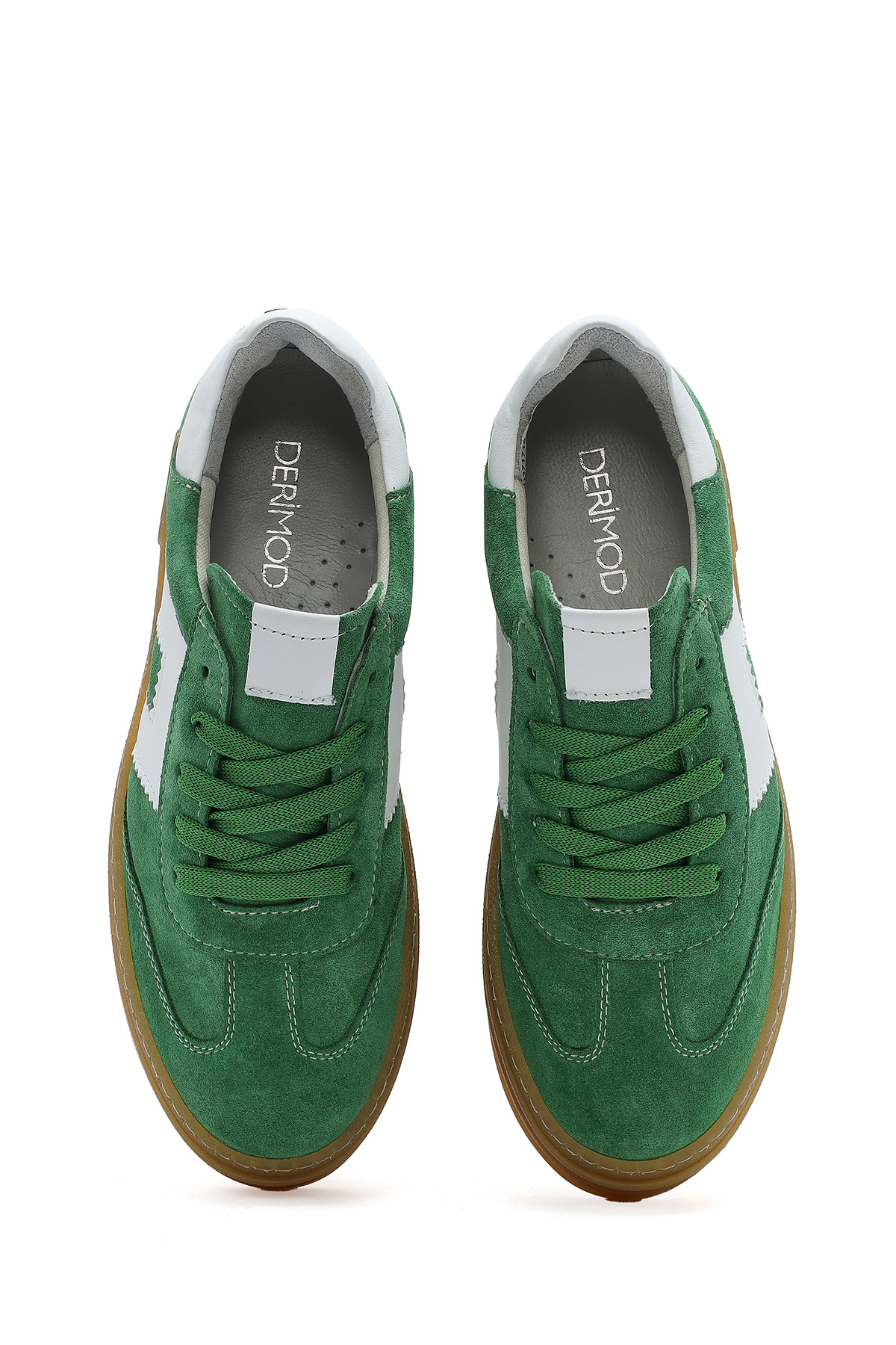 Derimod-Women's Green Lace-Up Suede Leather Sneaker 25Sfd 371710 7