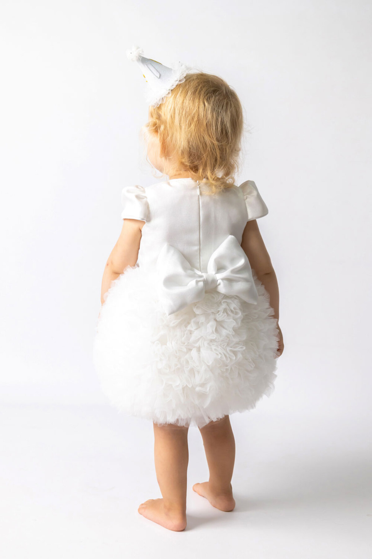 Le Mabelle Beyaz Kısa Kollu Tütülü Bebek Prenses Elbise - Lina fotoğrafı 2 (önizleme)