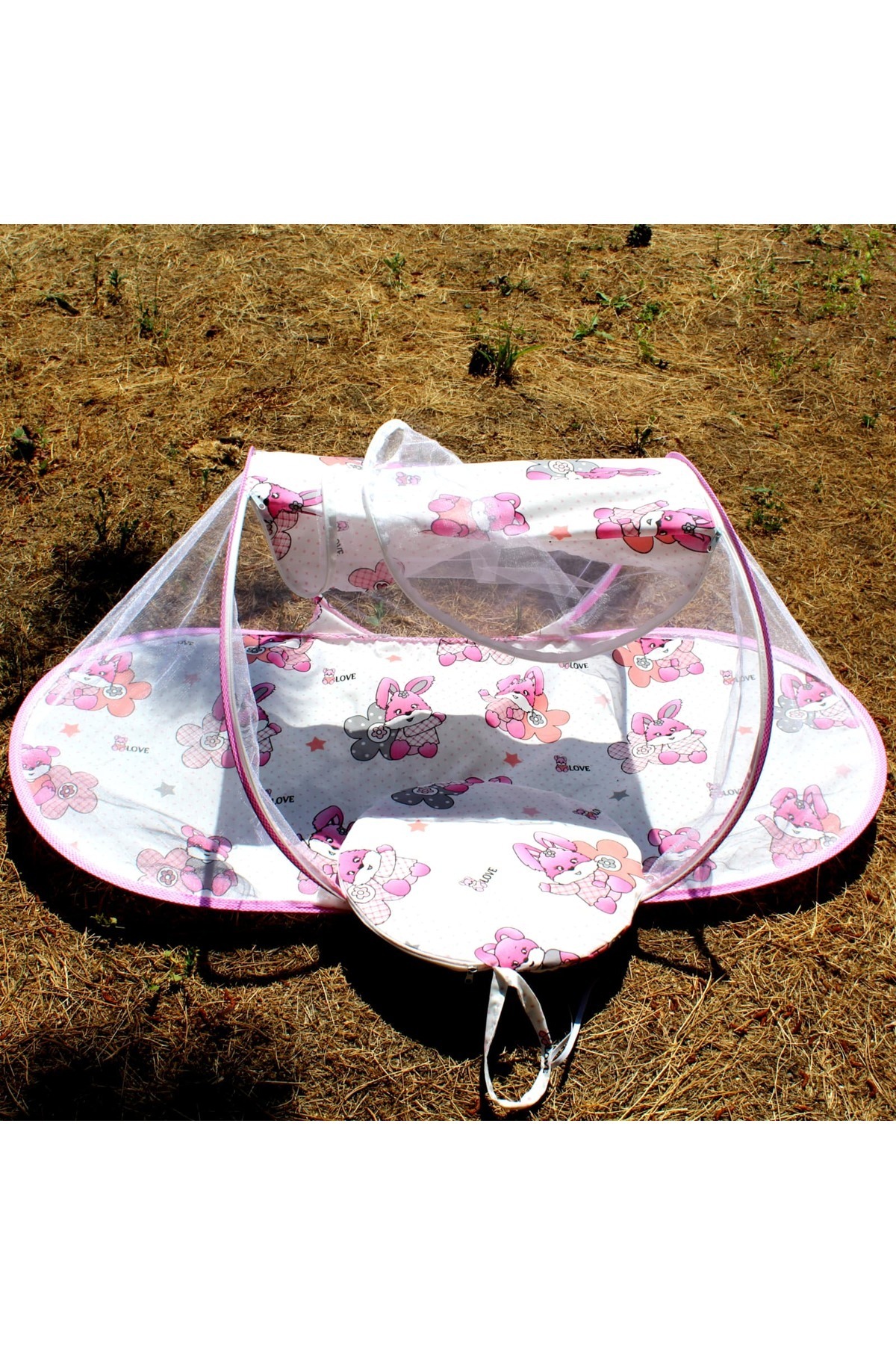 SerSev Katlanabilir Bebek Cibinlik Çantalı Bebek Tül Sineklik Haşere Koruyucu Bebek Gölgelik 120-60 cm fotoğrafı 2 (önizleme)