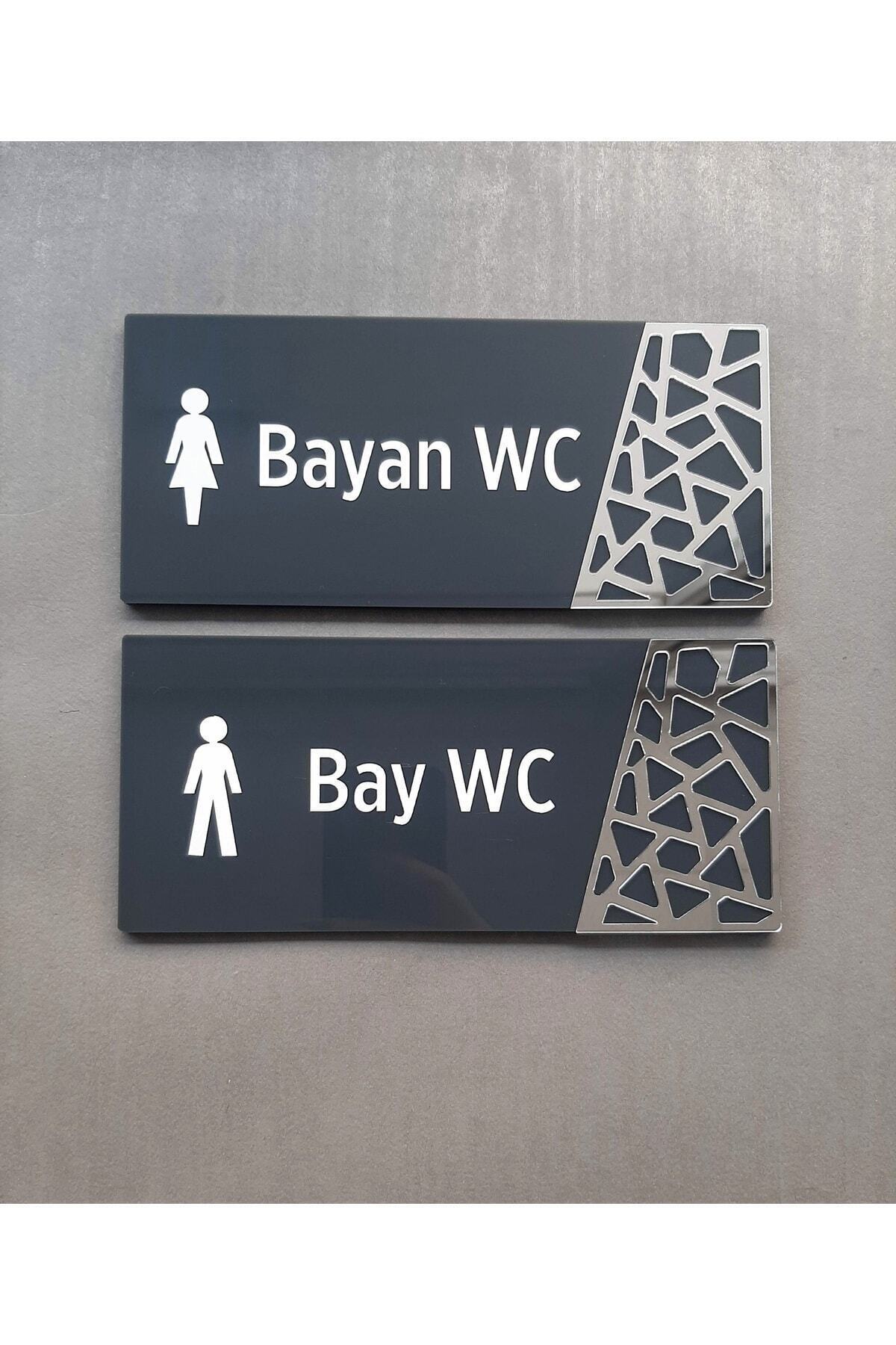 Yönline-Anthracite Silver Pattern Series Self-Adhesive Wc Orientation Set 2