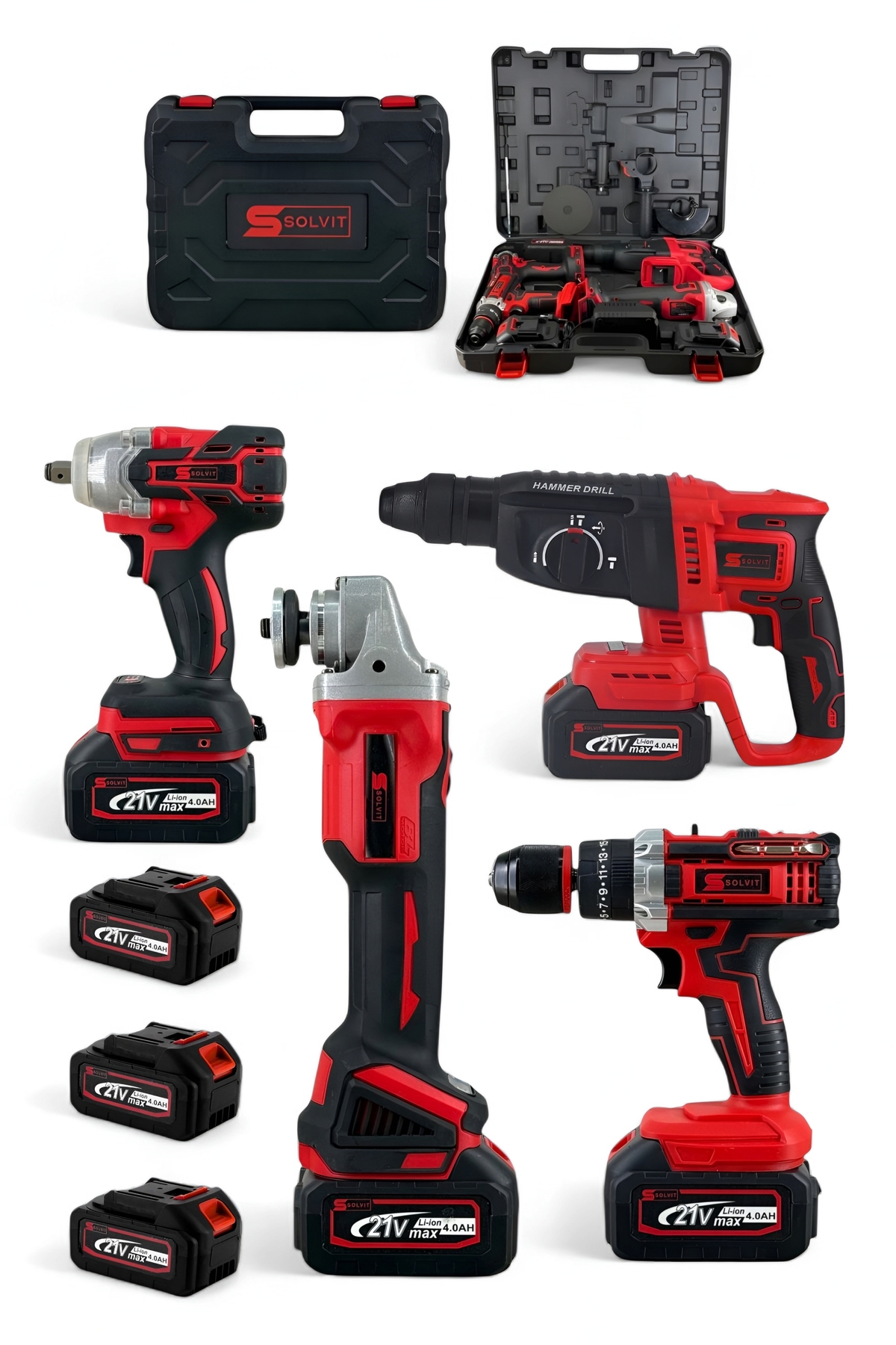 Solvit Şarjlı Somun Sökme&Kırıcı Delici&Matkap&Avuç Taşlama 4'Lü
