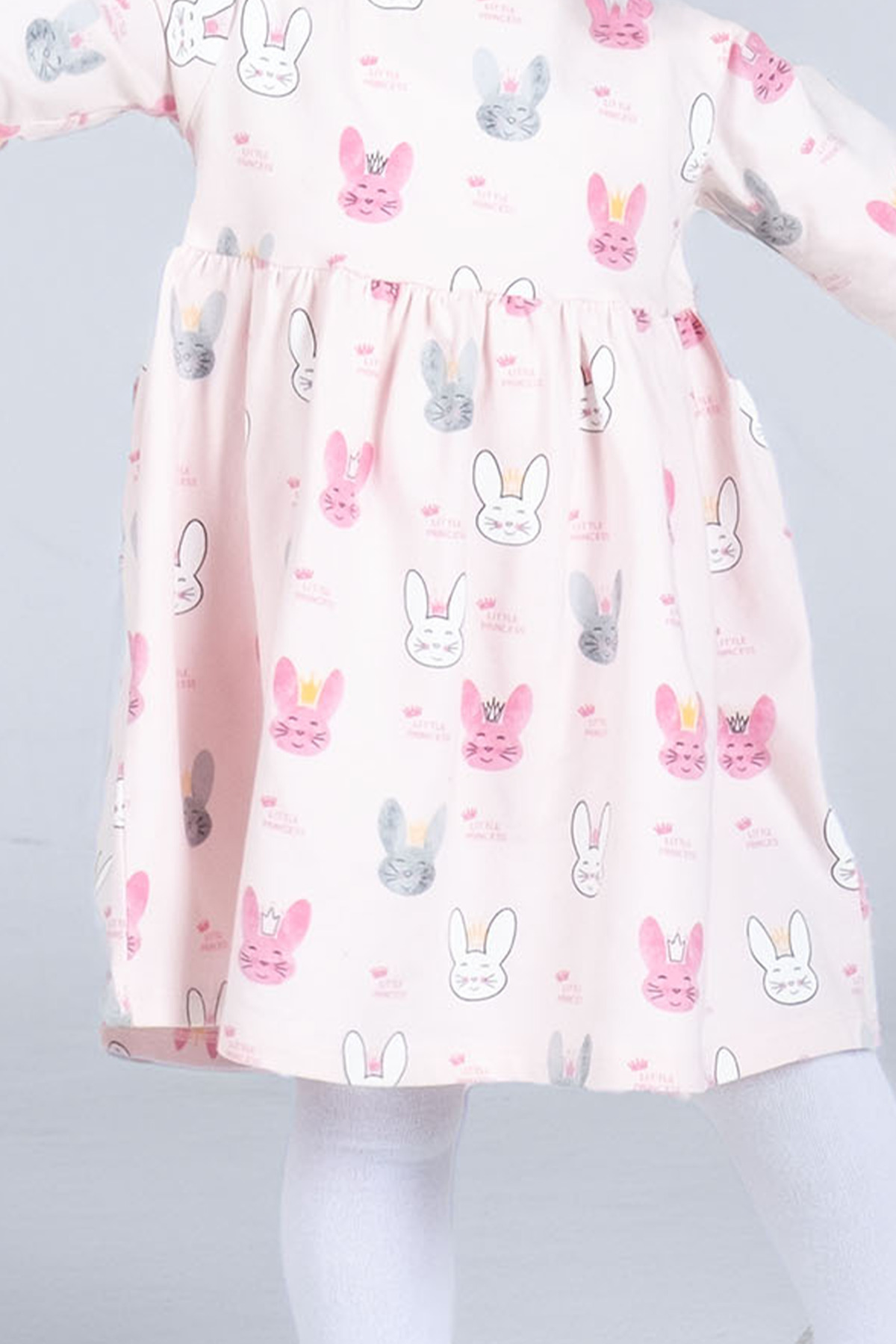 Kyron Kız Bebek Tavşan Desenli Elbise - Pembe - %100 Pamuk fotoğrafı 5 (önizleme)