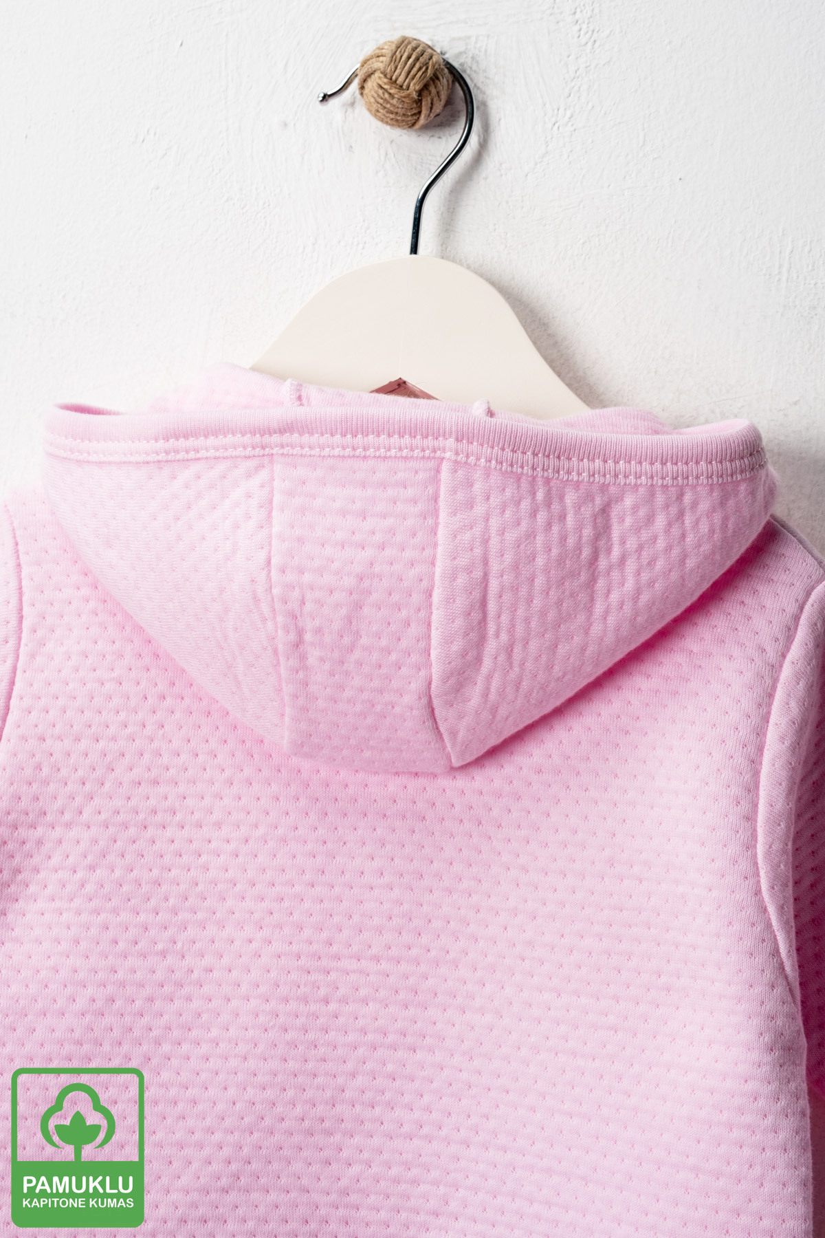 Miniel Kız Bebek Little Rabbit Baskılı Organik Pamuklu 6-9-12-18 Ay Kapitone Bebek Hırka fotoğrafı 4 (önizleme)