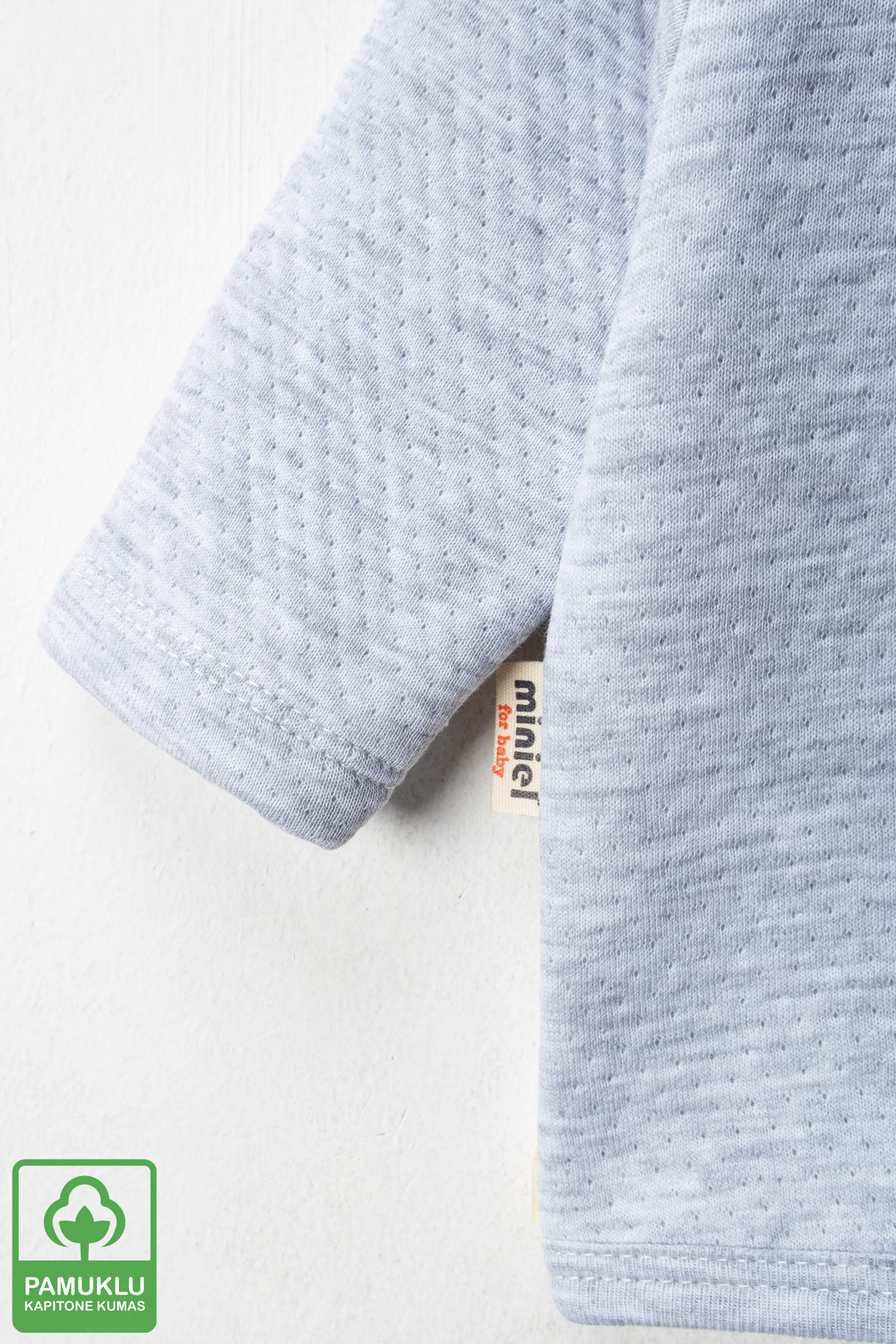 Miniel Unisex Bebek Little Bear Baskılı Organik Pamuklu 6-9-12-18 Ay Kapitone Bebek Hırka fotoğrafı 3 (önizleme)