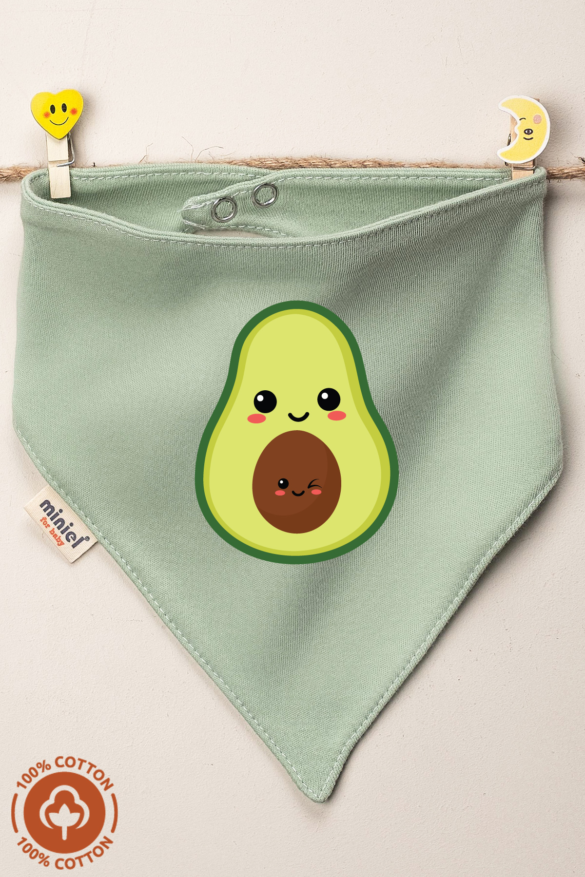 Miniel Unisex Bebek Yenidoğan Penye Organik Pamuklu Meyve Baskılı Bebek Önlüğü 3'lü Set fotoğrafı 4 (önizleme)