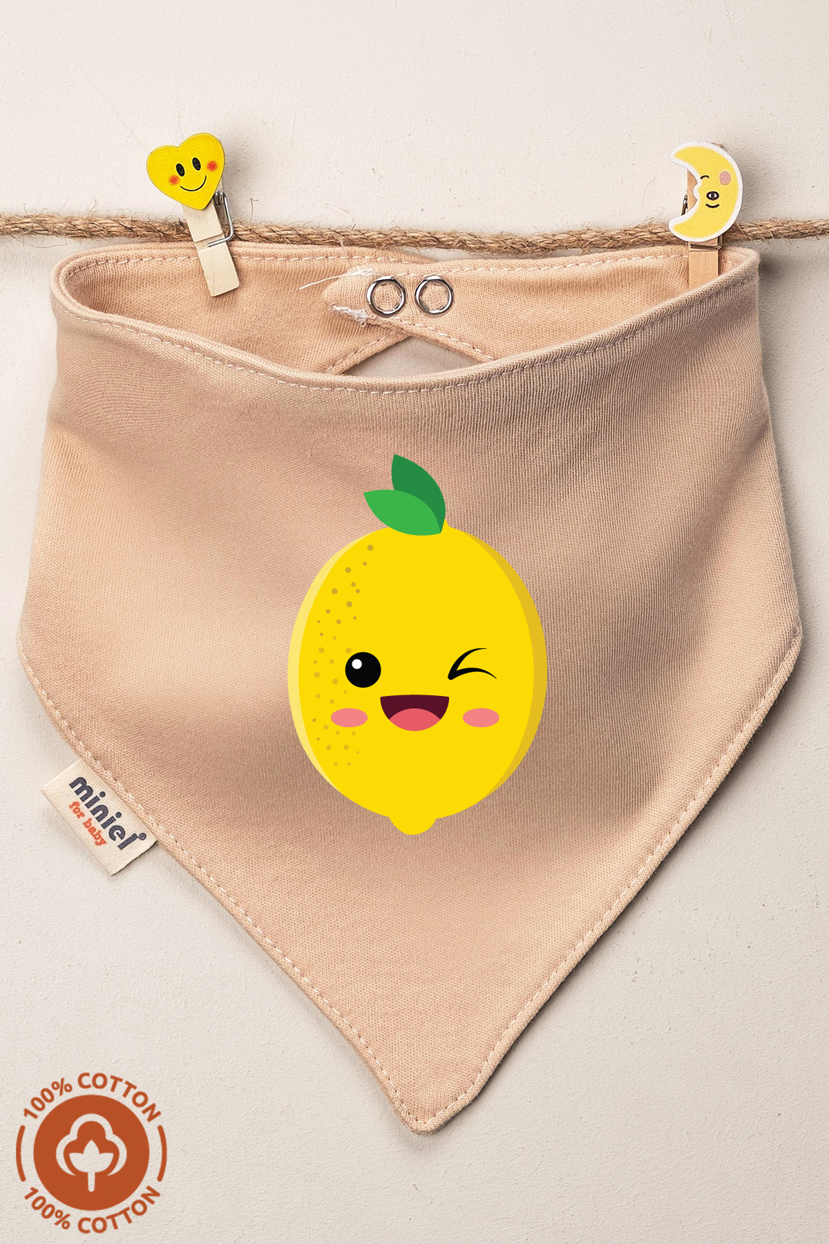 Miniel Unisex Bebek Yenidoğan Penye Organik Pamuklu Meyve Baskılı Bebek Önlüğü 3'lü Set fotoğrafı 2 (önizleme)