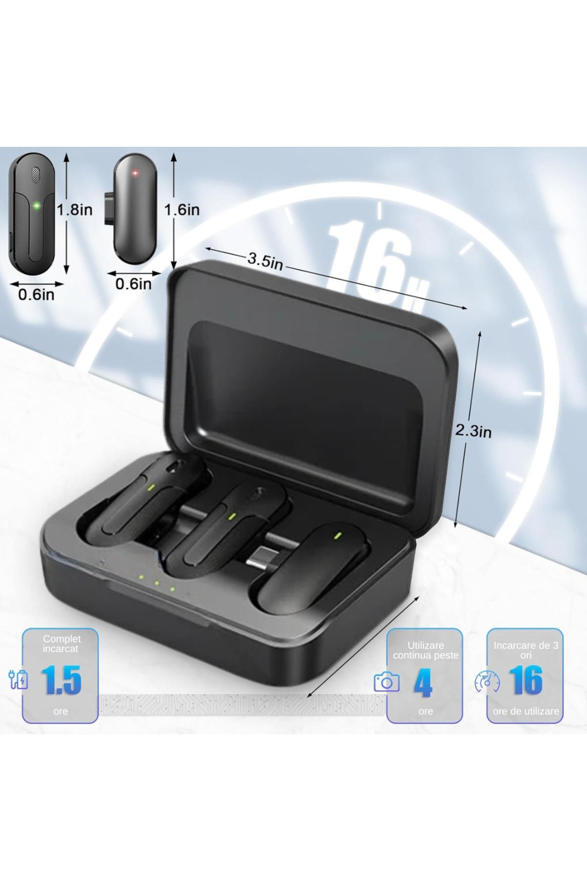 Inteliced-Set of 2 Lavalier Microphones with Charging Case, Inteliced®, Wireless, Wireless Connection 5