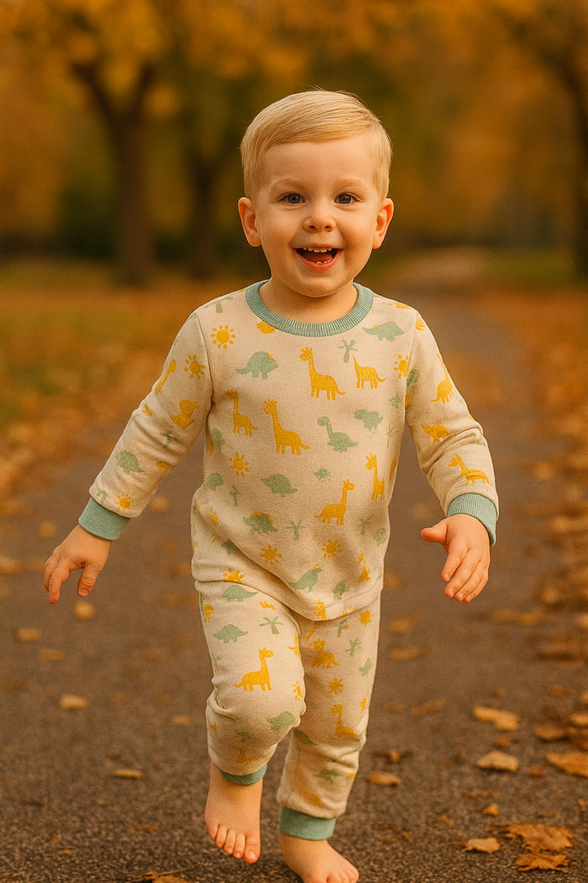aden kids 0-4 Yaş Özel Karikatür Baskılı Bebek Ve Çocuk Pijama Seti - Geniş Yaka & Özel Beden Seçenekleri fotoğrafı 2 (önizleme)