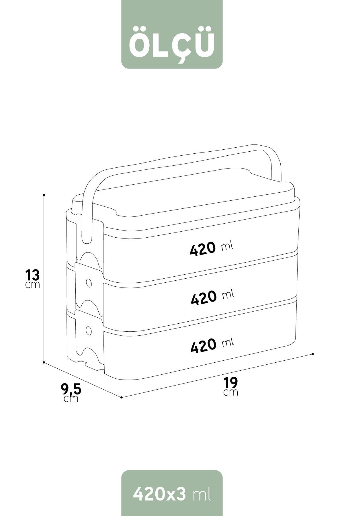 İronika-1260 ml 3 Layer Lid Fork Knife Lunch Box Lunch Box Nutrition Container - Gray 5