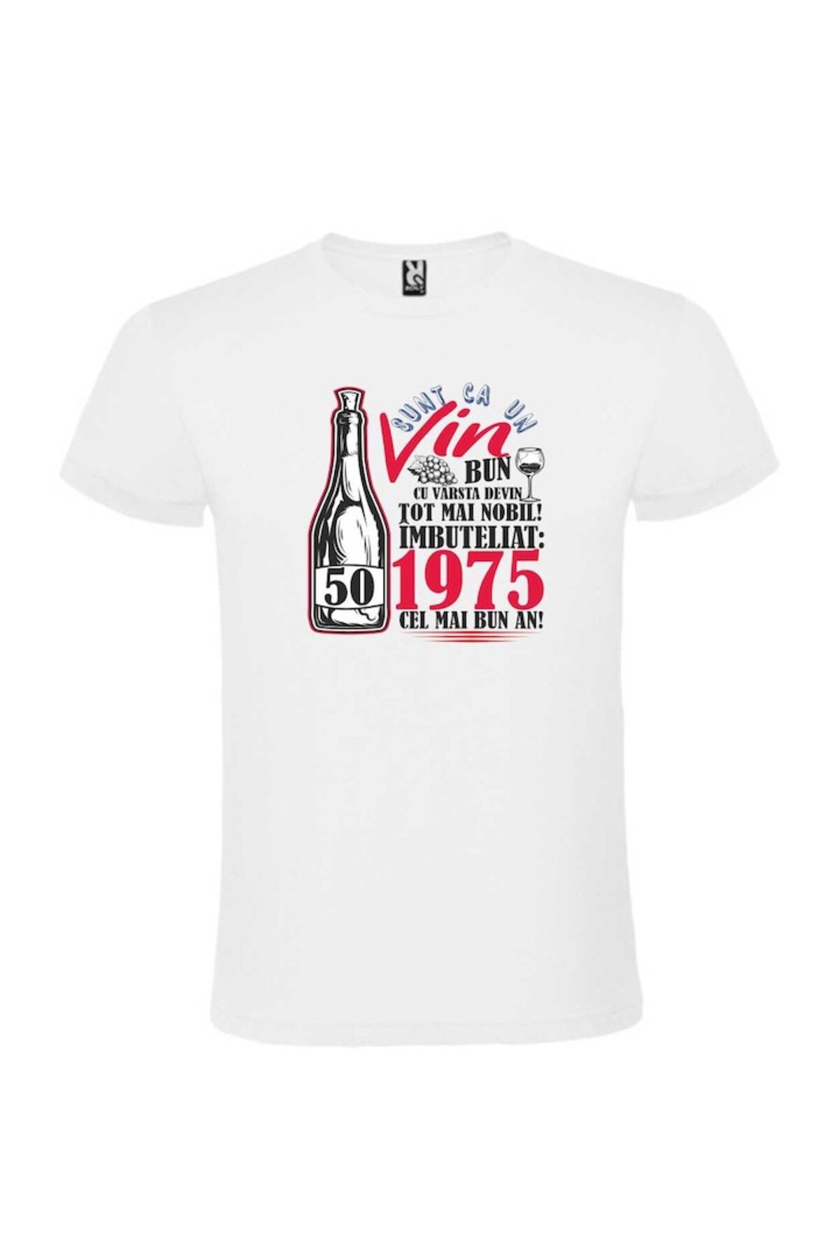 CRD PRINT-Unisex white t-shirt personalized with the text 'I'm like fine wine, 50 years', Size S, CRD PRINT 2