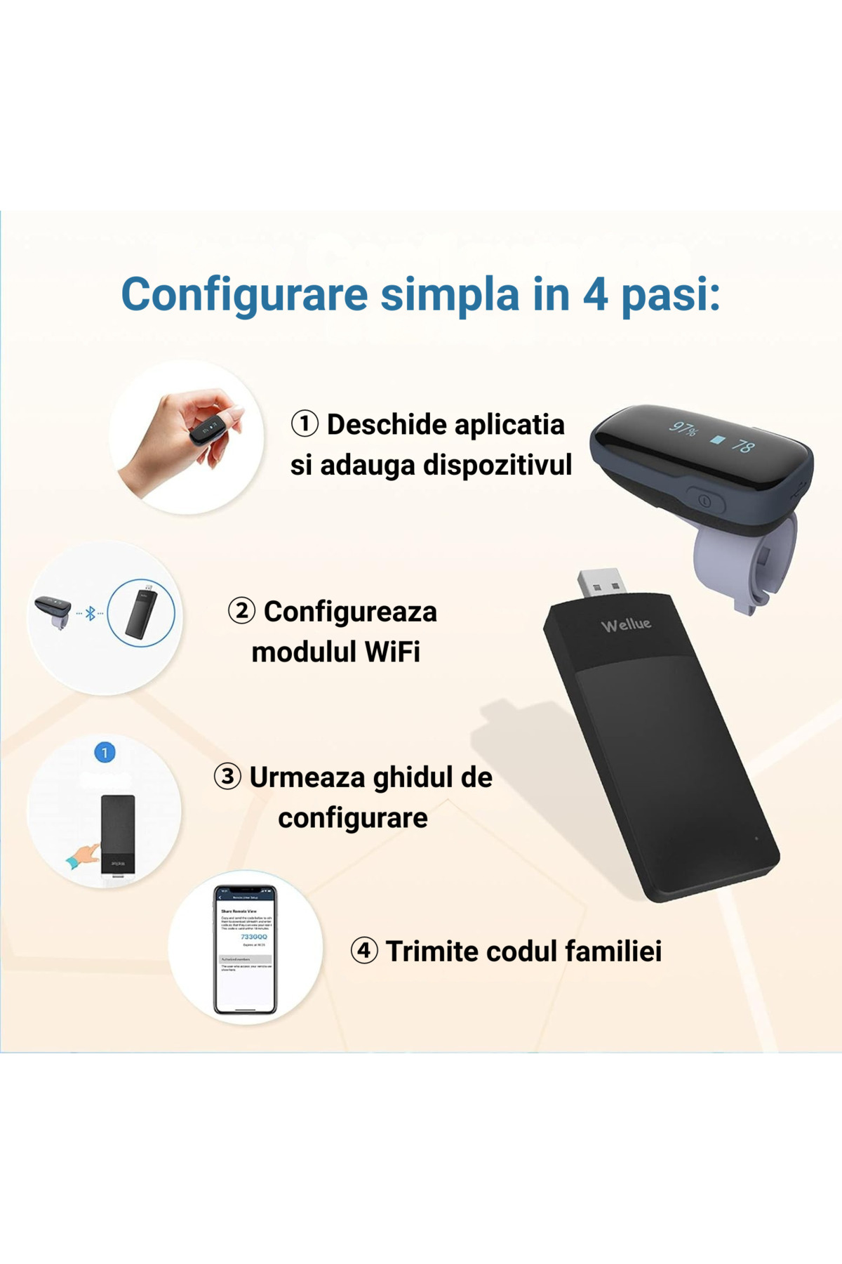 wellue-Smart WiFi ring pulse oximeter, Oxylink Remote, continuous oxygen saturation pulse monitoring 7