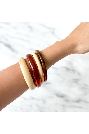 SNITCH GLOW 4lü REÇİNE KEMİK BİLEKLİK Kahve Beyaz Yuvarlak Model