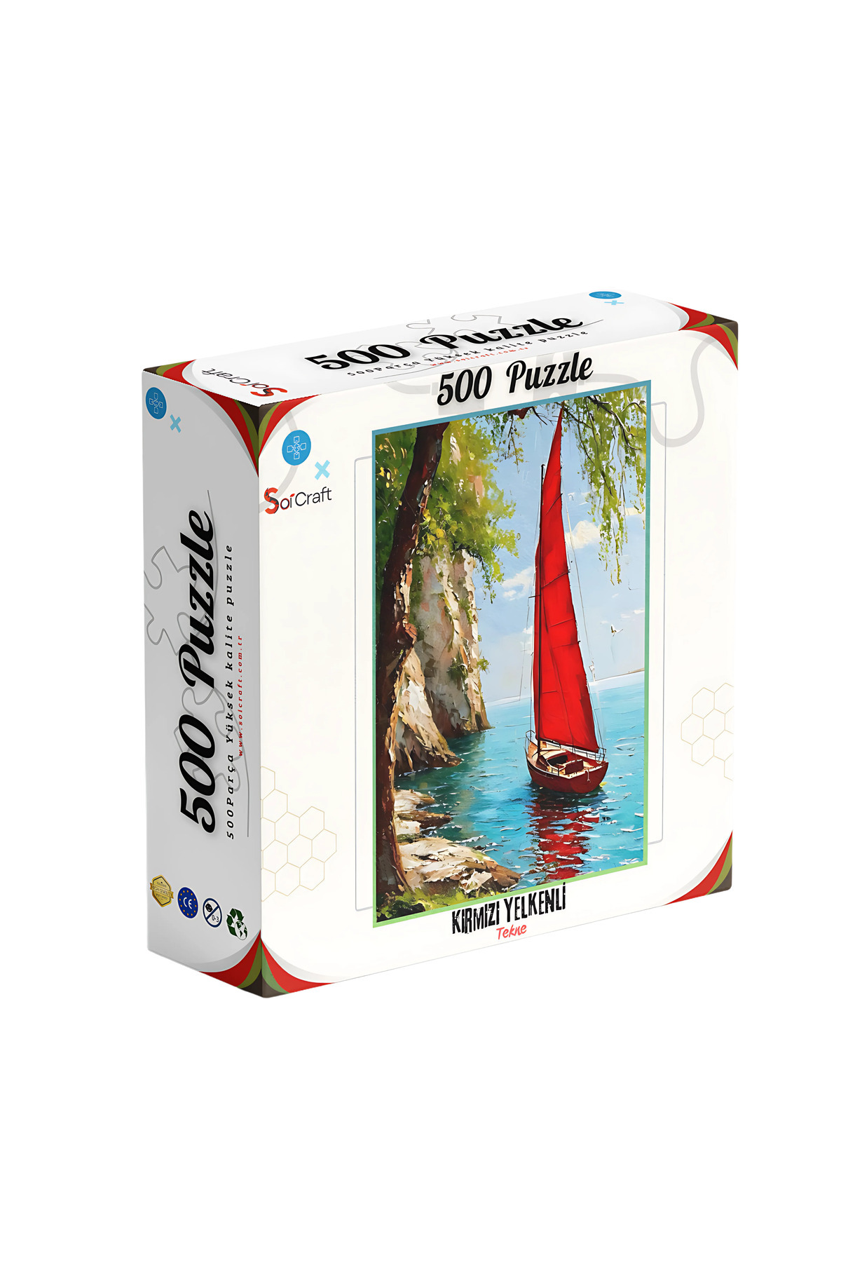Soi Craft 500 Parça Puzzle Deniz Manzaralı Kırmızı Yelkenli Tekne