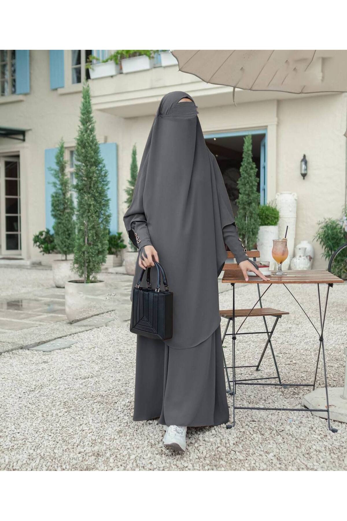 AYNUR TEKSTİL  2Lİ TAKIM TESETTÜR ÇARŞAF ELBİSE - ELBİSE VE SUFLE - Görsel 2