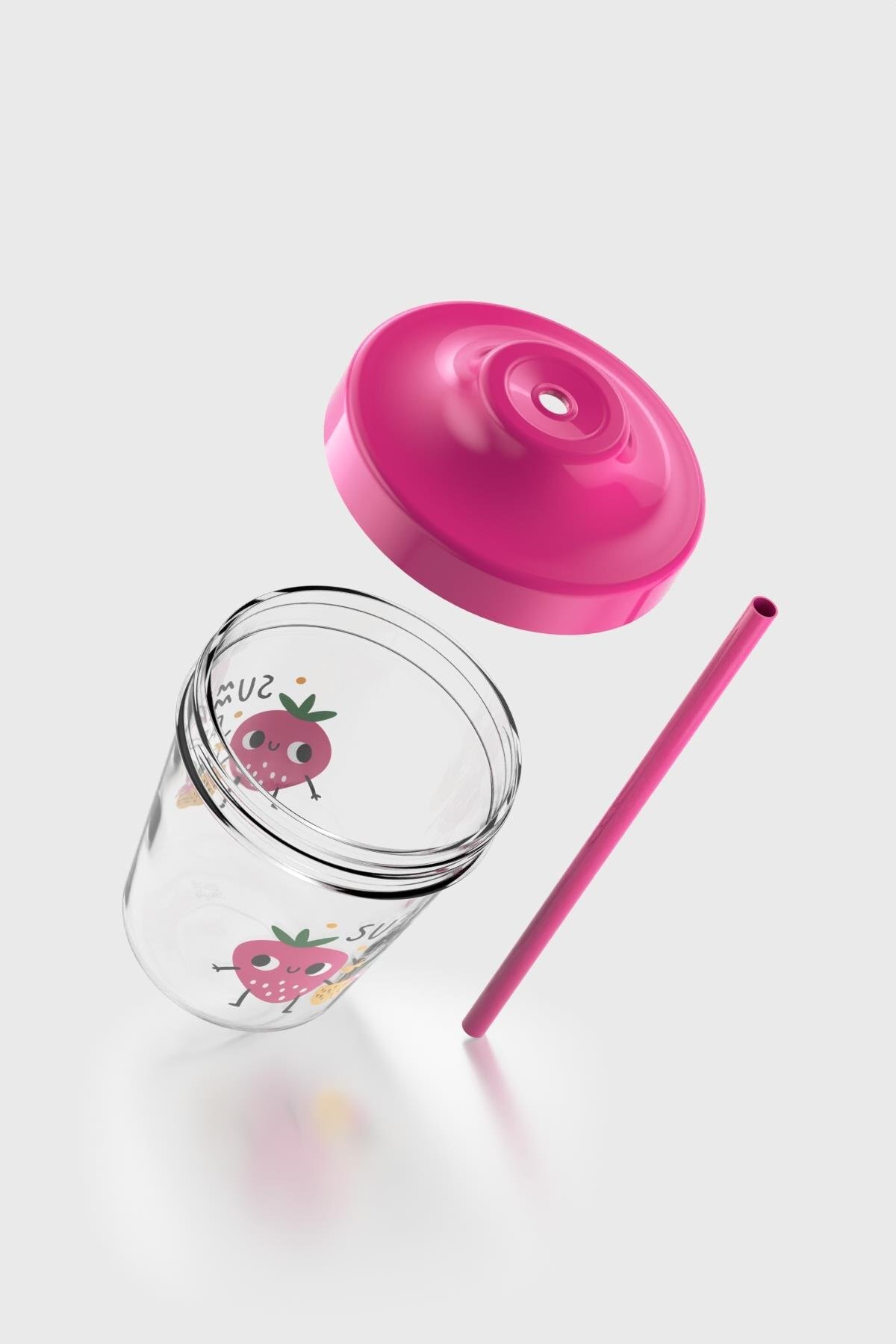 Renga Aura Summer Baby Desenli 350 ml Tritan Pipetli Çocuk Bardak 142022 Fuşya fotoğrafı 4 (önizleme)