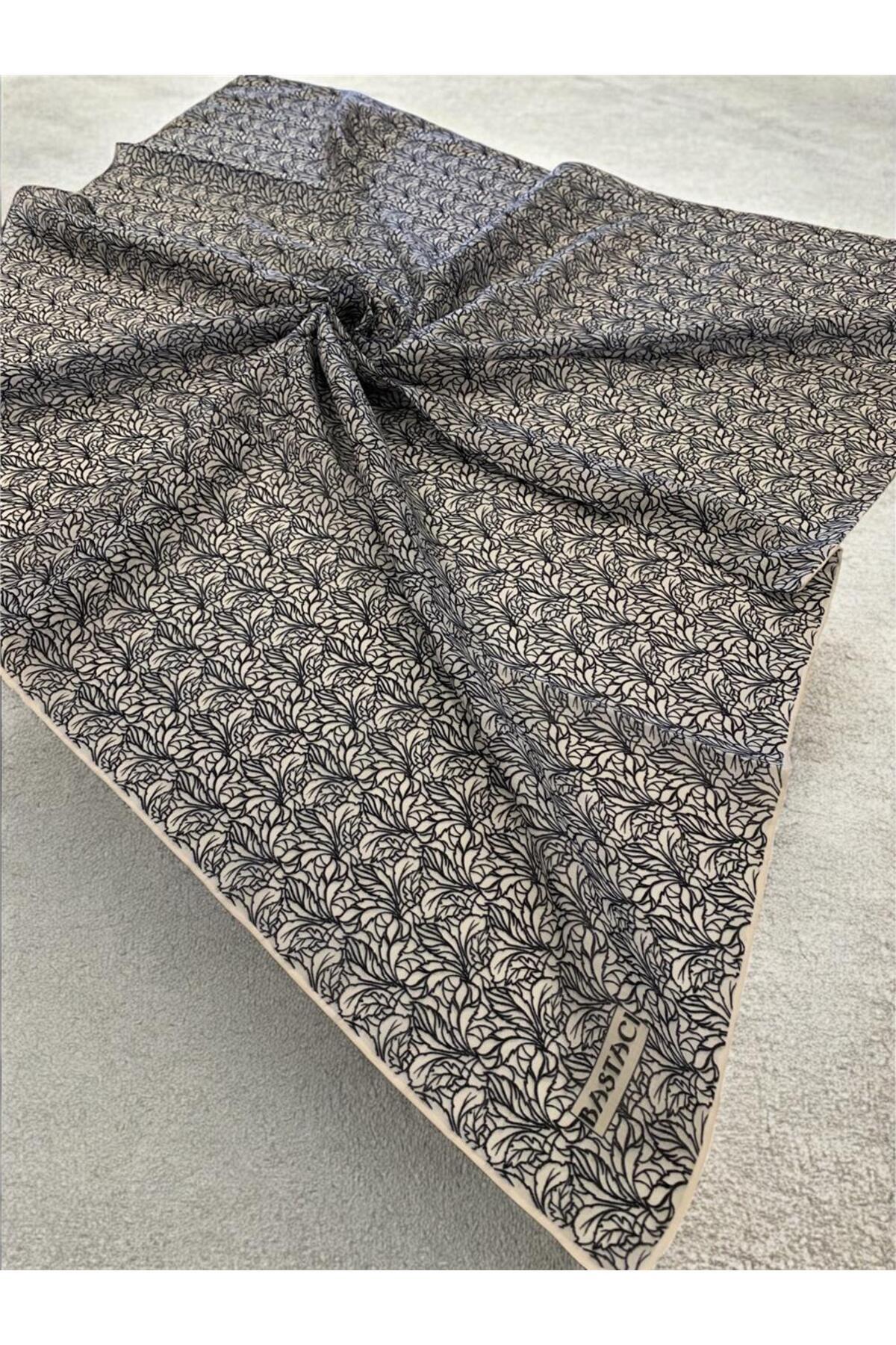 Baştacı-ESARFĂ BUMBAC SOFT 0368 CREM NEGRĂ 2