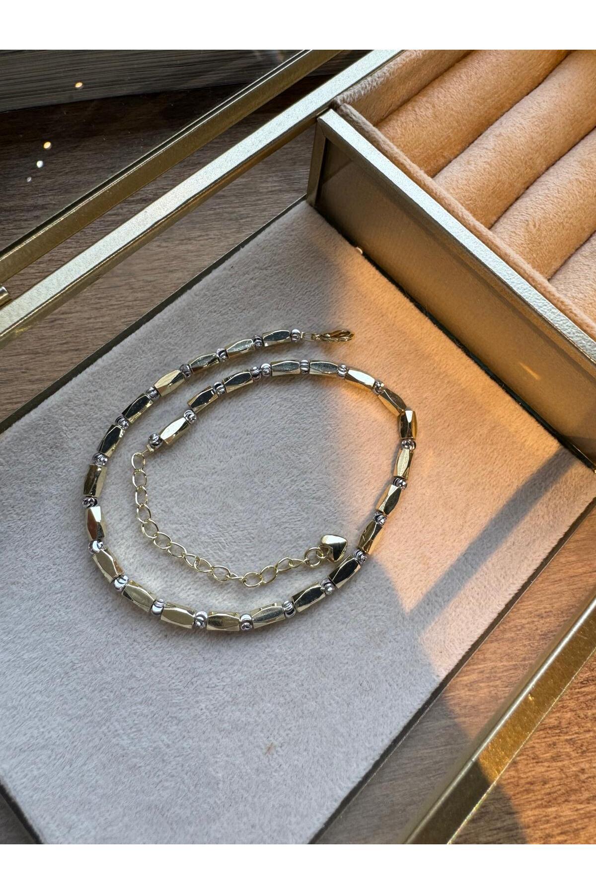 MODA Boncuklu Gold&Silver Çelik Halhal 27 cm