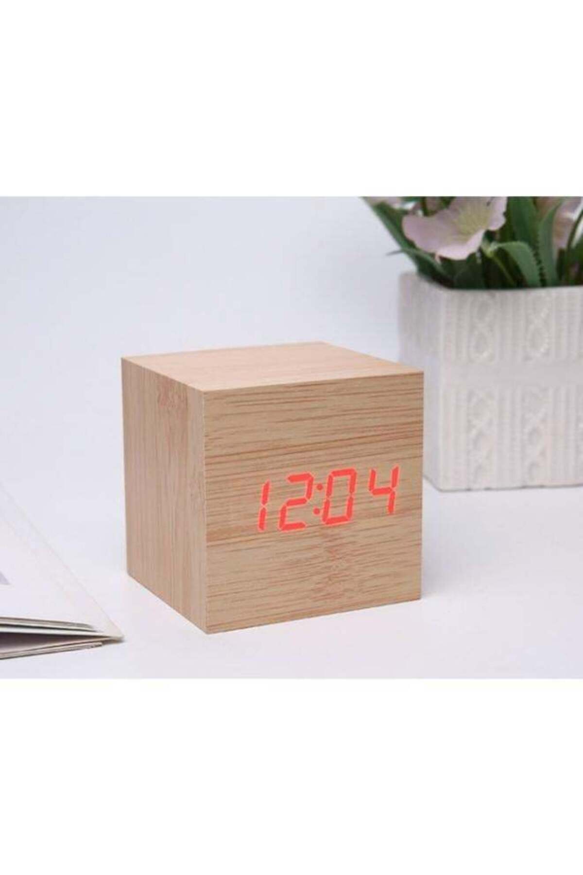 Generic-Digital Wooden Alarm Clock with USB and Battery Powered, LED Display, Time Date and Temperature Dis 1