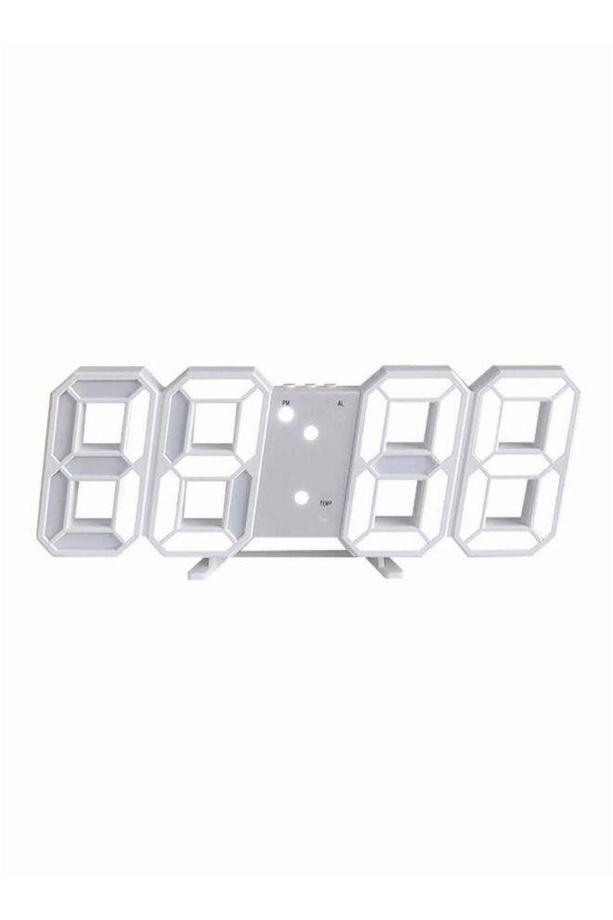 Generic-HOMESTAR 3D Digital Alarm Clock LED Wall with Time Display and Temperature White 1