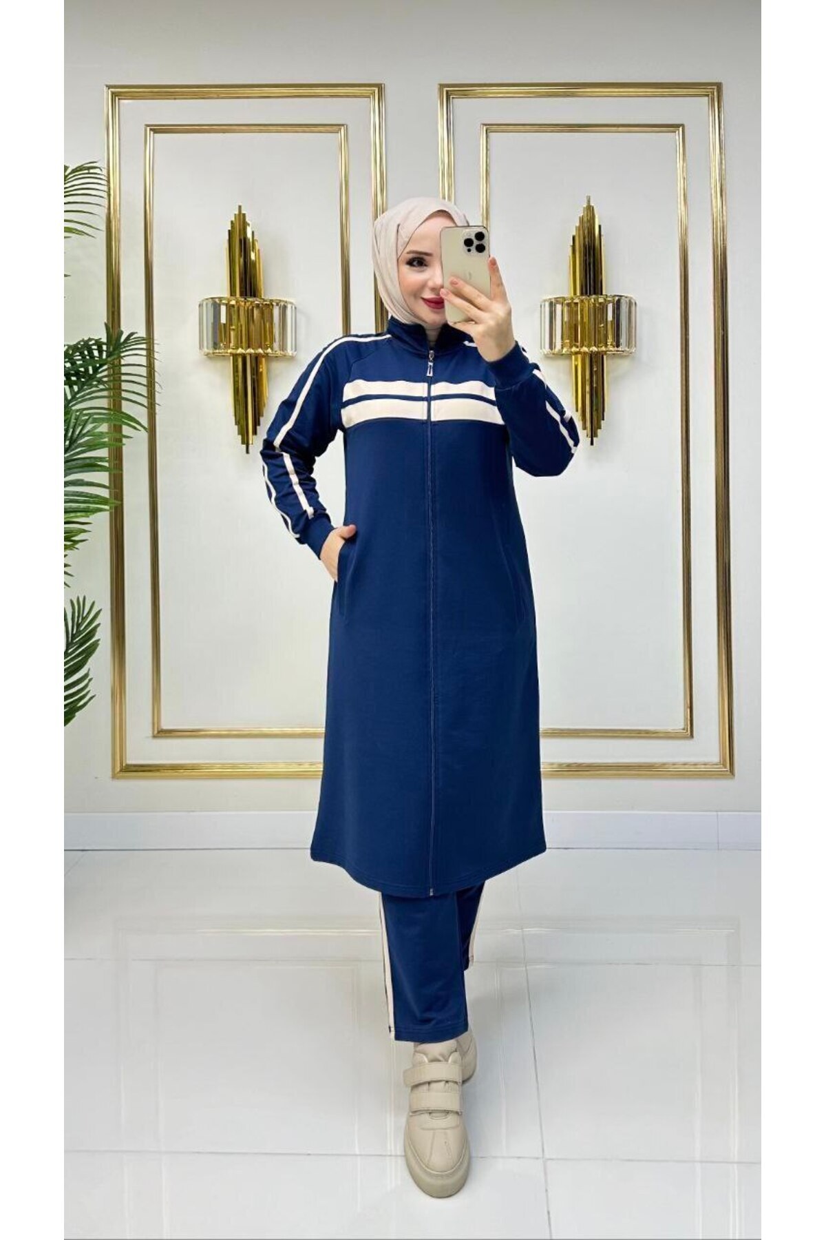 moda4b Kadın 2’li tesettür Spor Takım – İki İplik Pamuk n-05459 _ Lacivert